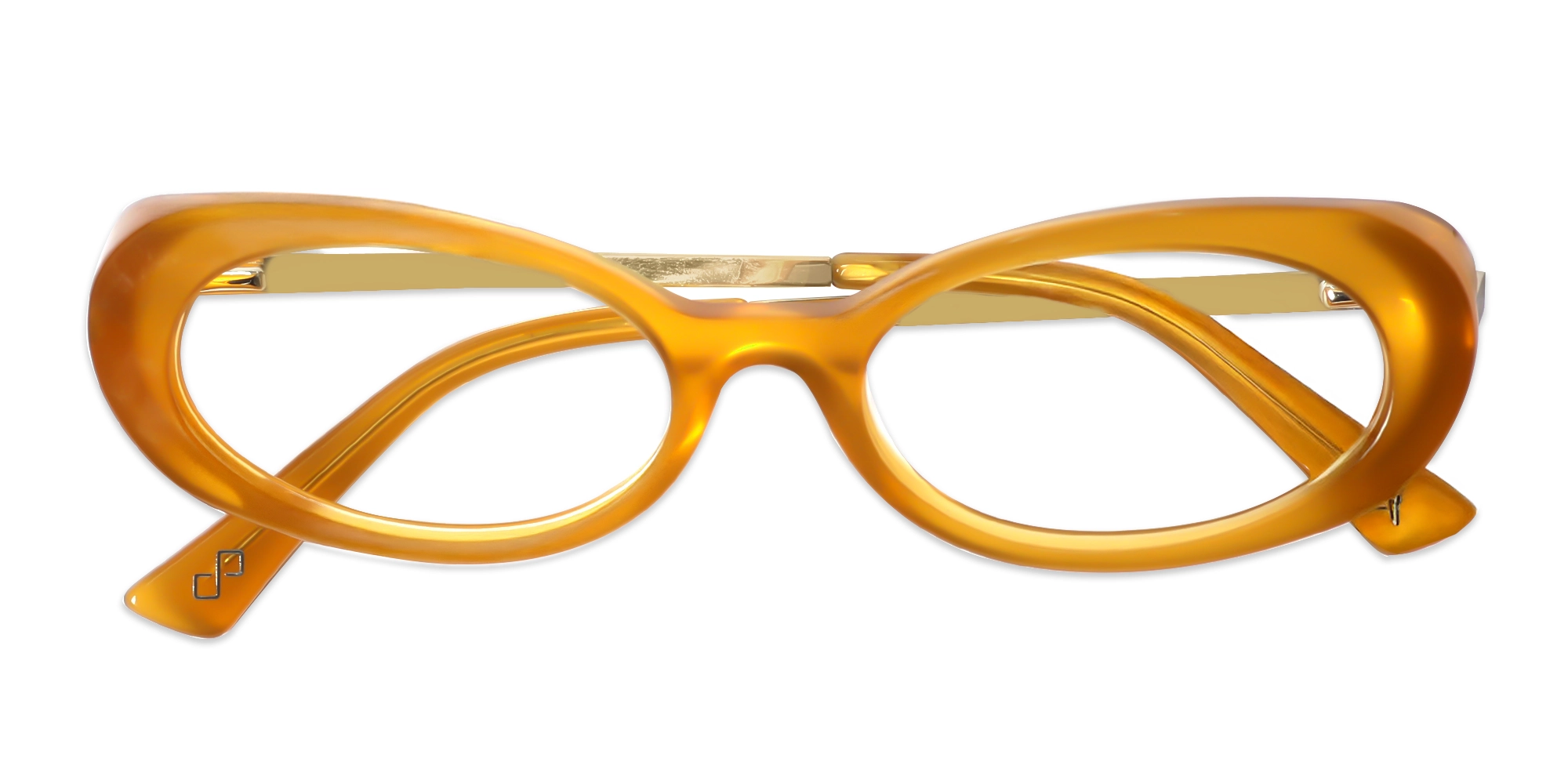 Acetate Golden Ochre Oval Full-Rim Glasses-6