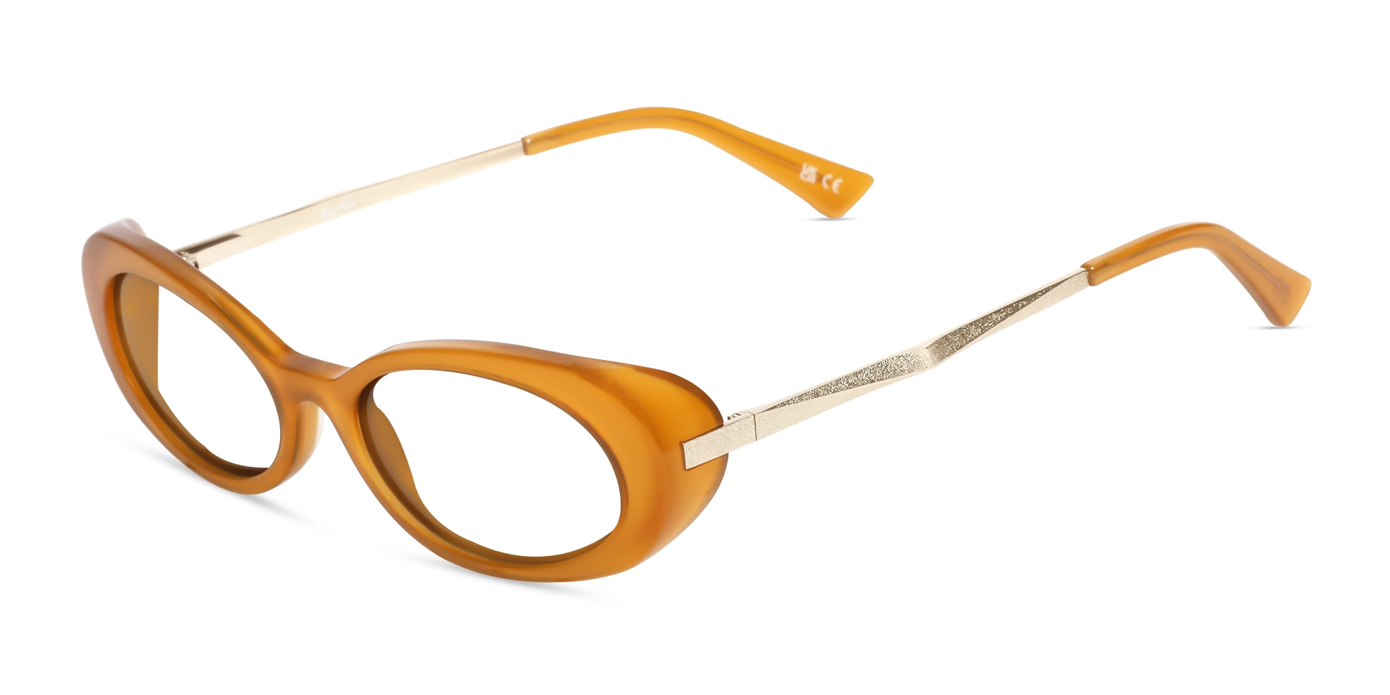 Acetate Golden Ochre Oval Full-Rim Glasses-3 Acetate Golden Ochre Oval Full-Rim Glasses-3