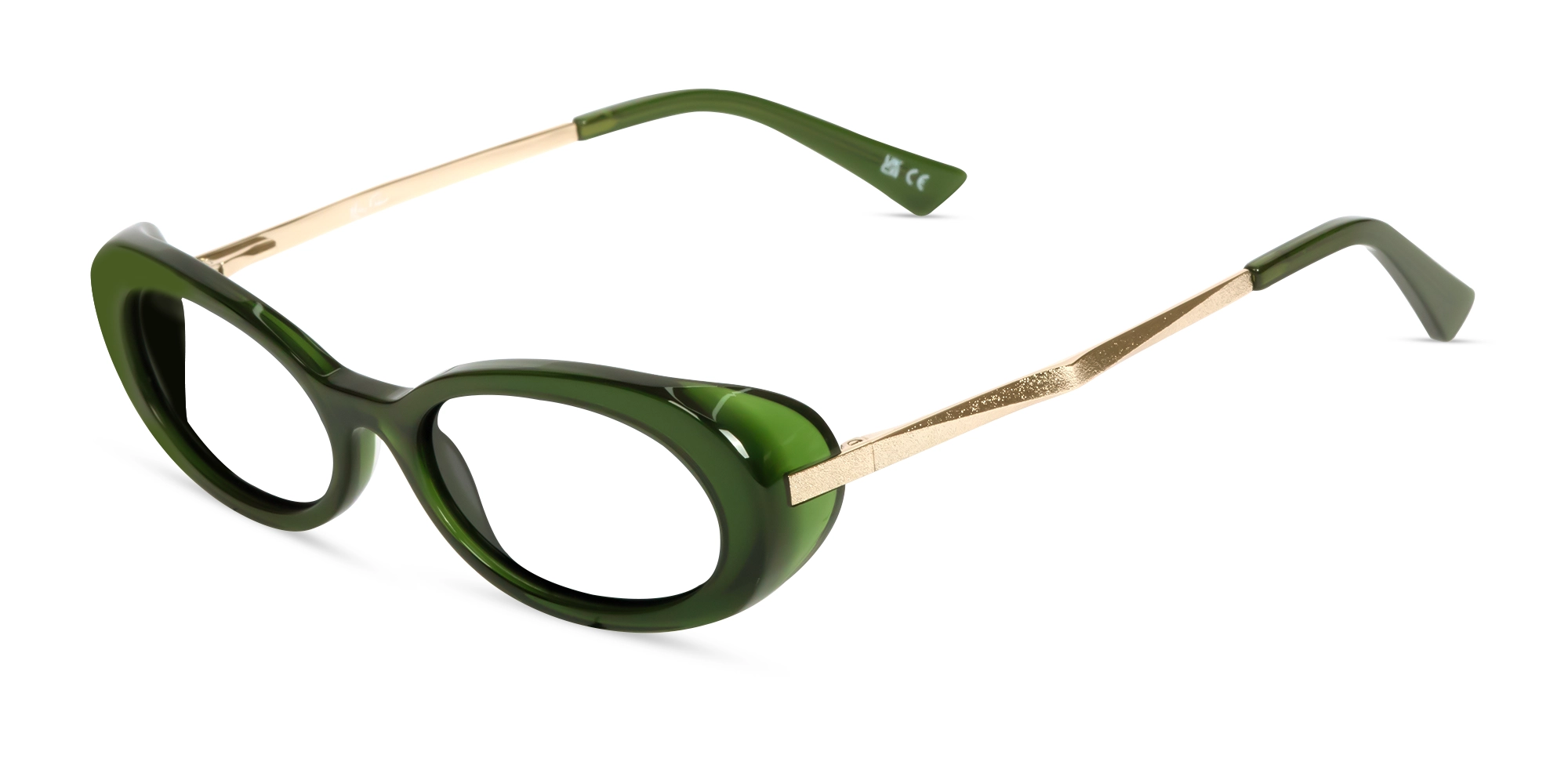 Forest Green Oval Acetate Glasses-3