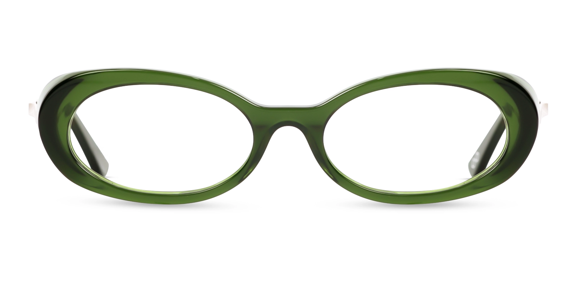 Forest Green Oval Acetate Glasses-1
