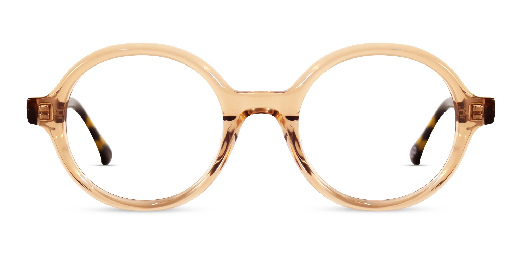 Crystal Peach Acetate Round Full Rim Glasses