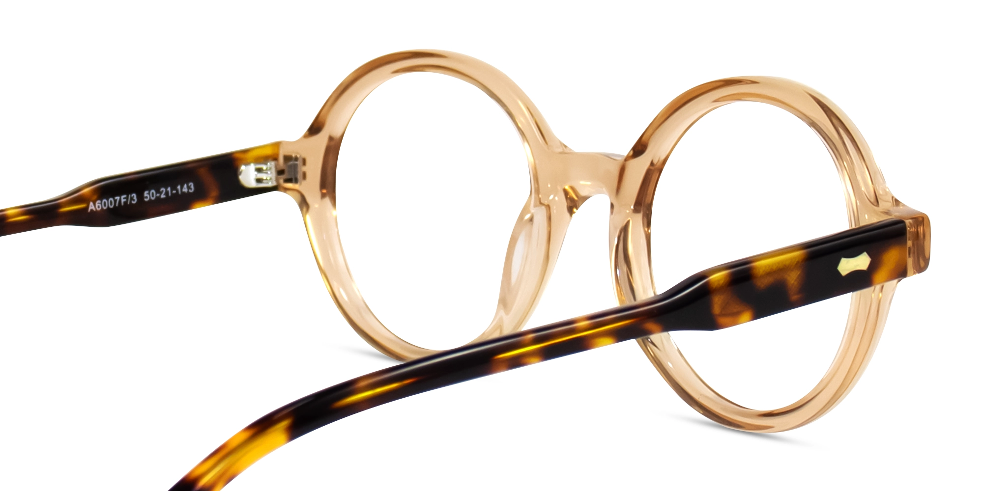 Crystal Peach Acetate Round Full Rim Glasses