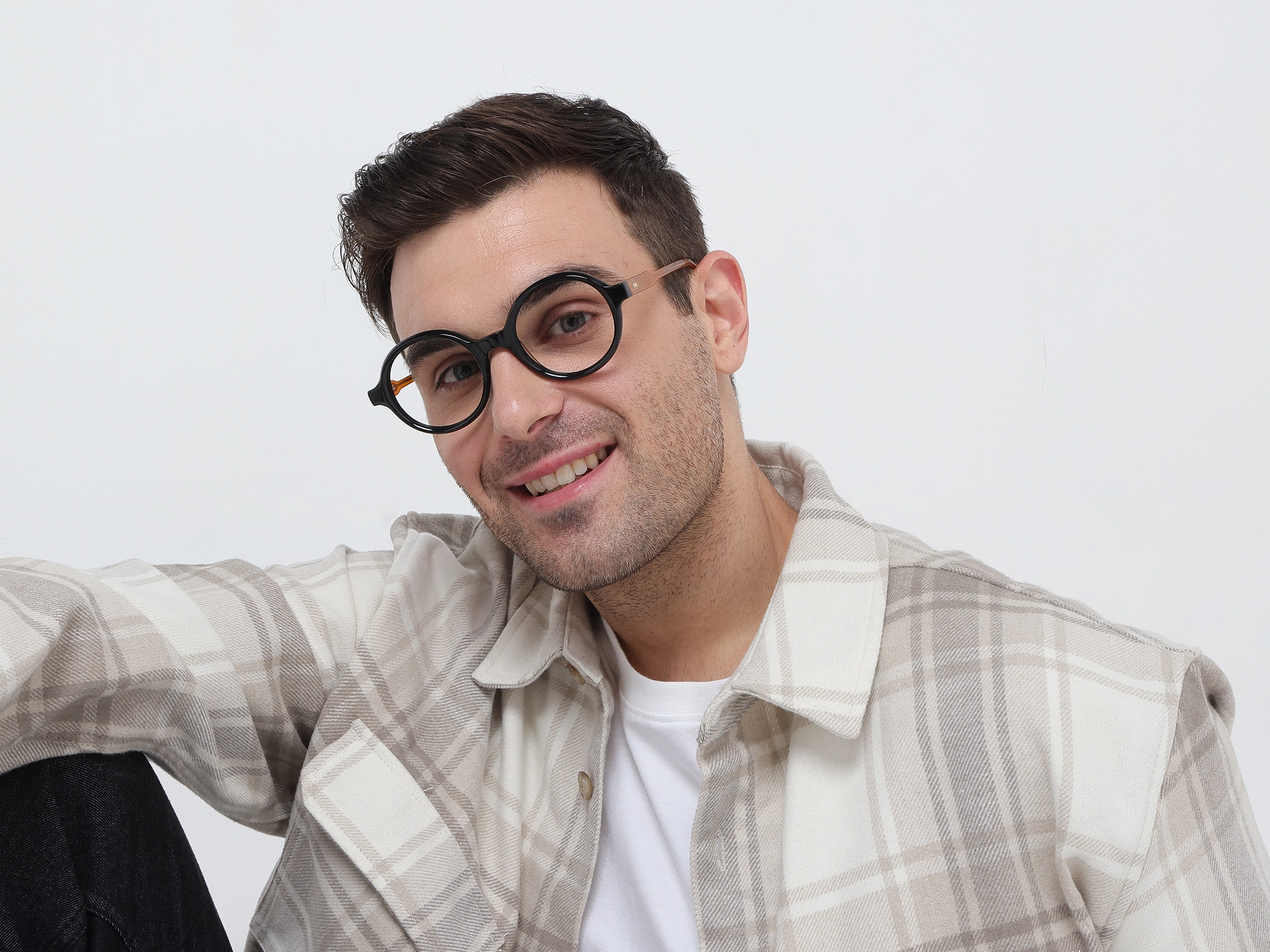 Black Round Full-Rim Acetate Glasses