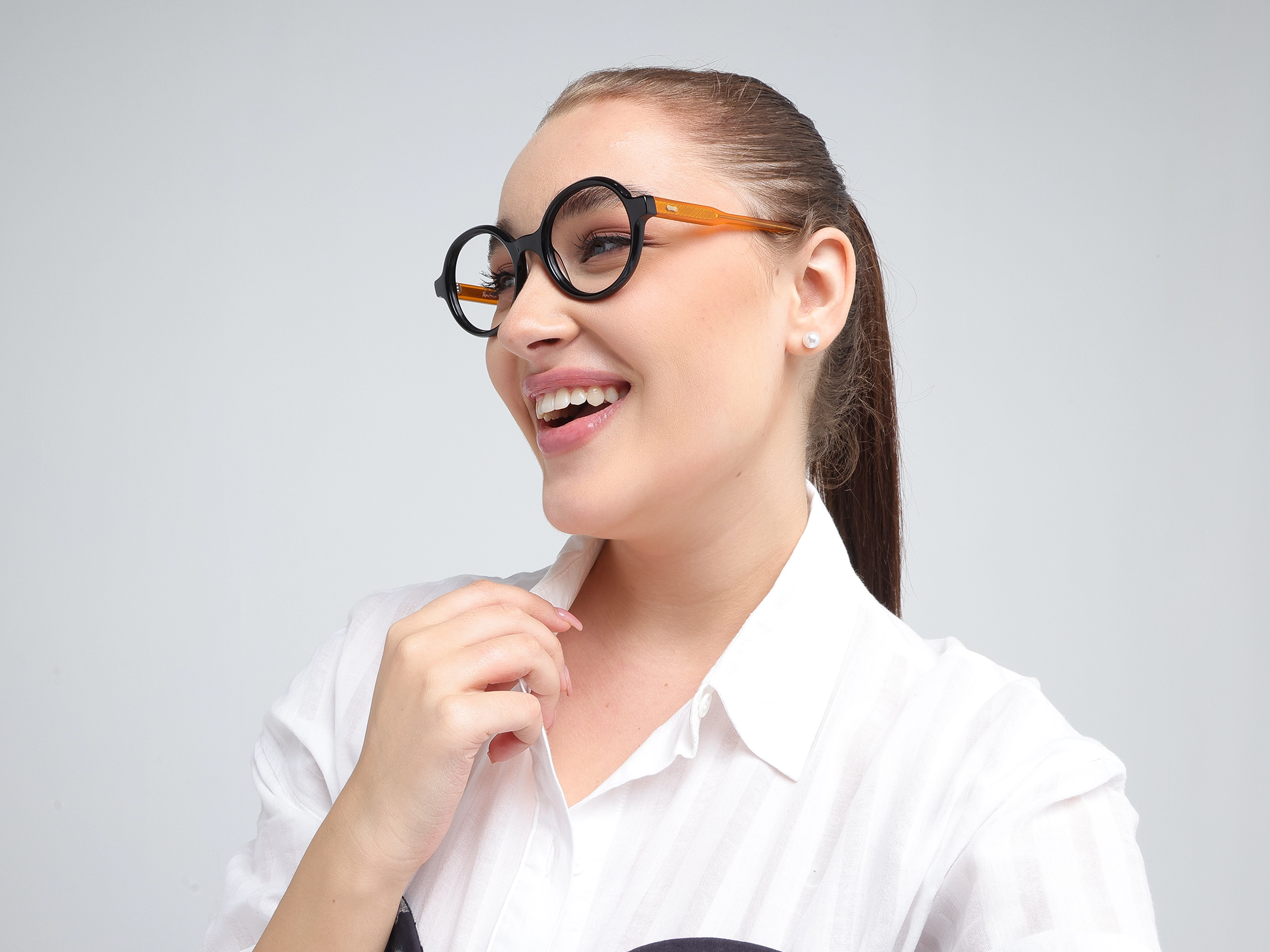 Black Round Full-Rim Acetate Glasses