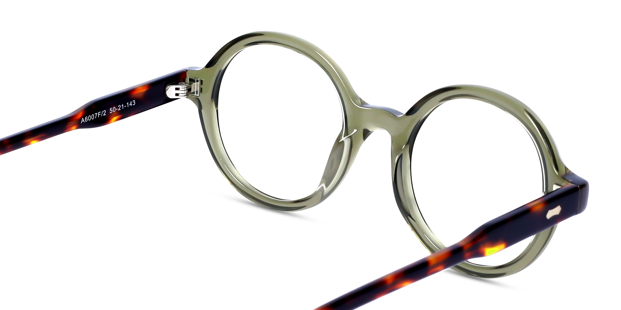 Crystal Olive Green Round Acetate Glasses
