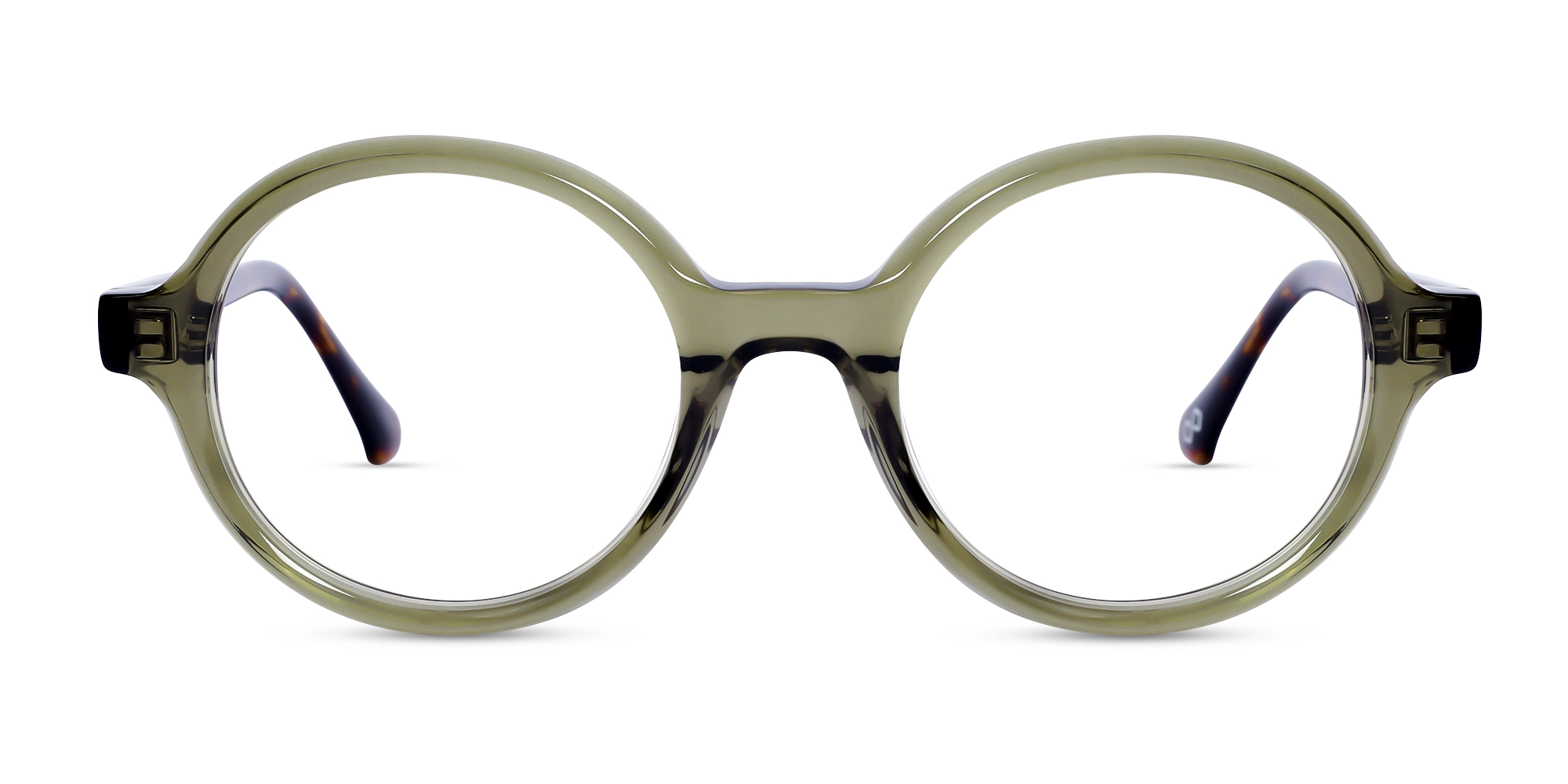 Crystal Olive Green Round Acetate Glasses