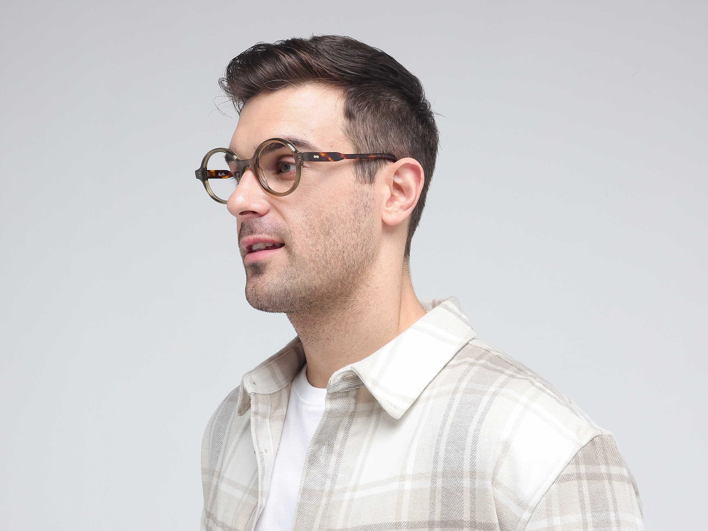 Crystal Olive Green Round Acetate Glasses