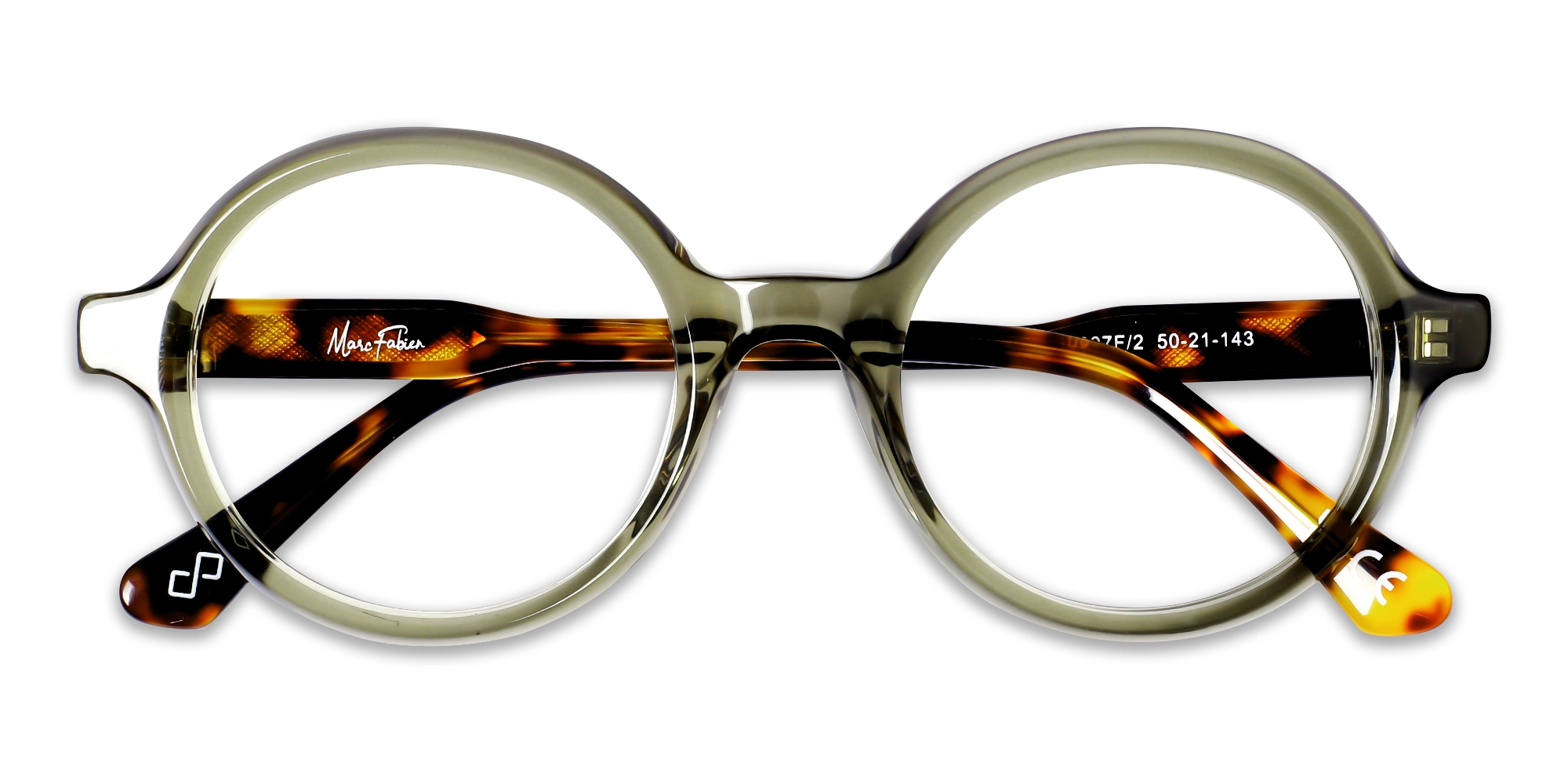 Crystal Olive Green Round Acetate Glasses