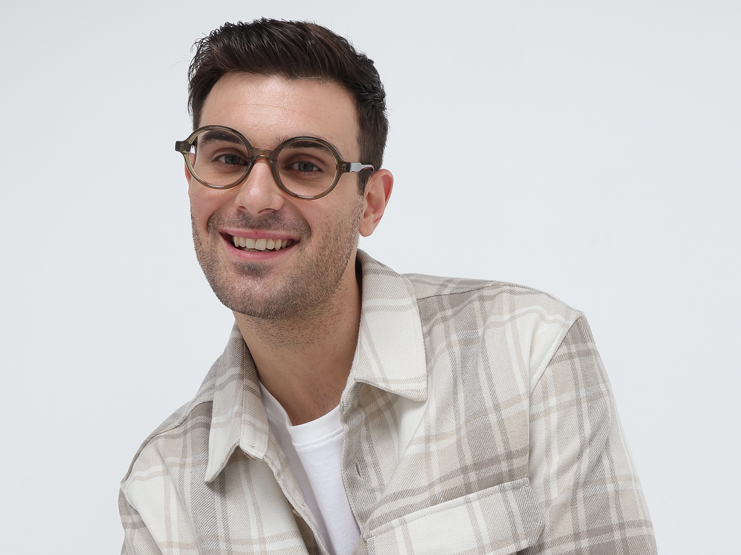 Crystal Olive Green Round Acetate Glasses