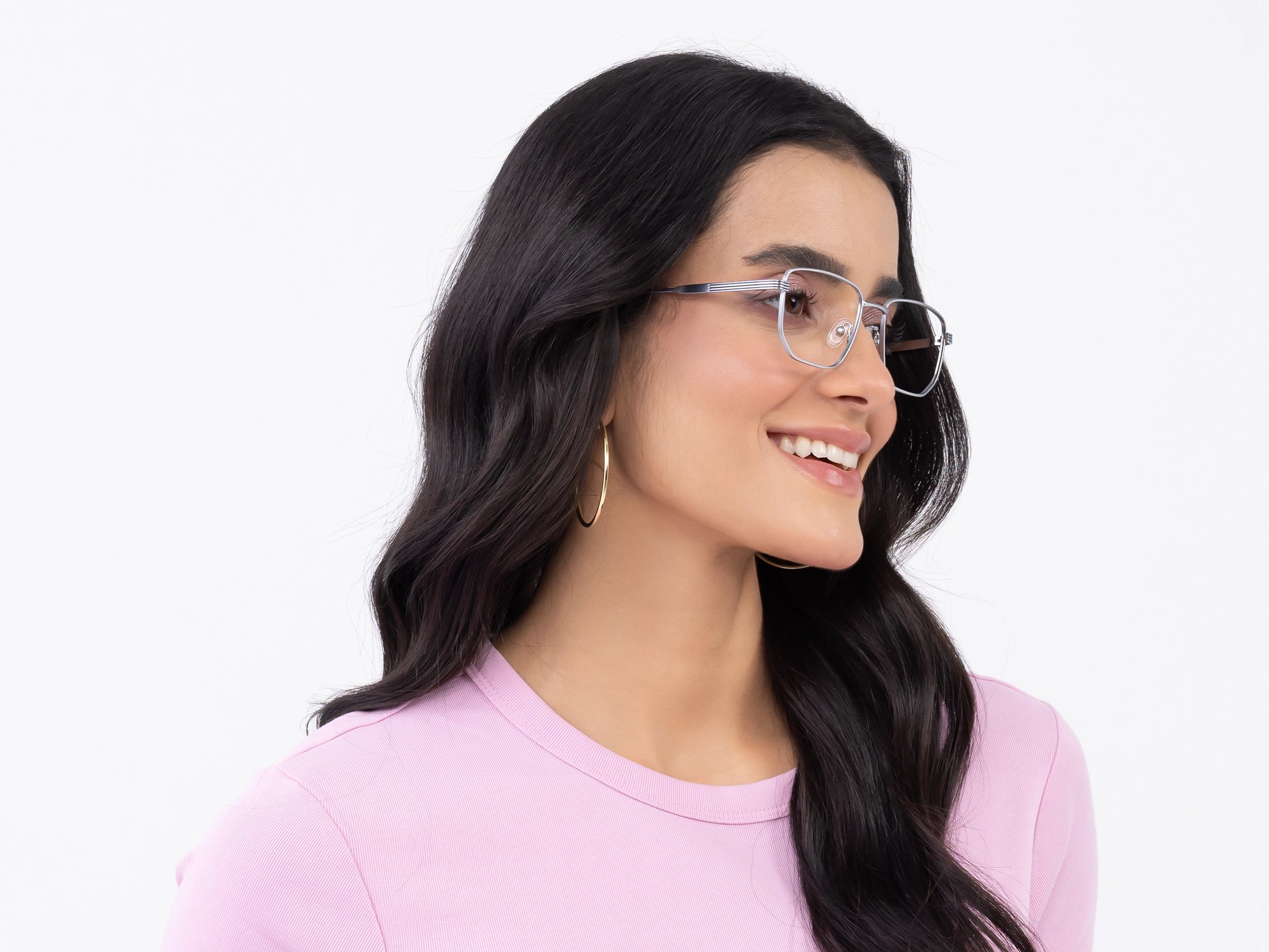 Matte Silver Rectangle Geometric Glasses