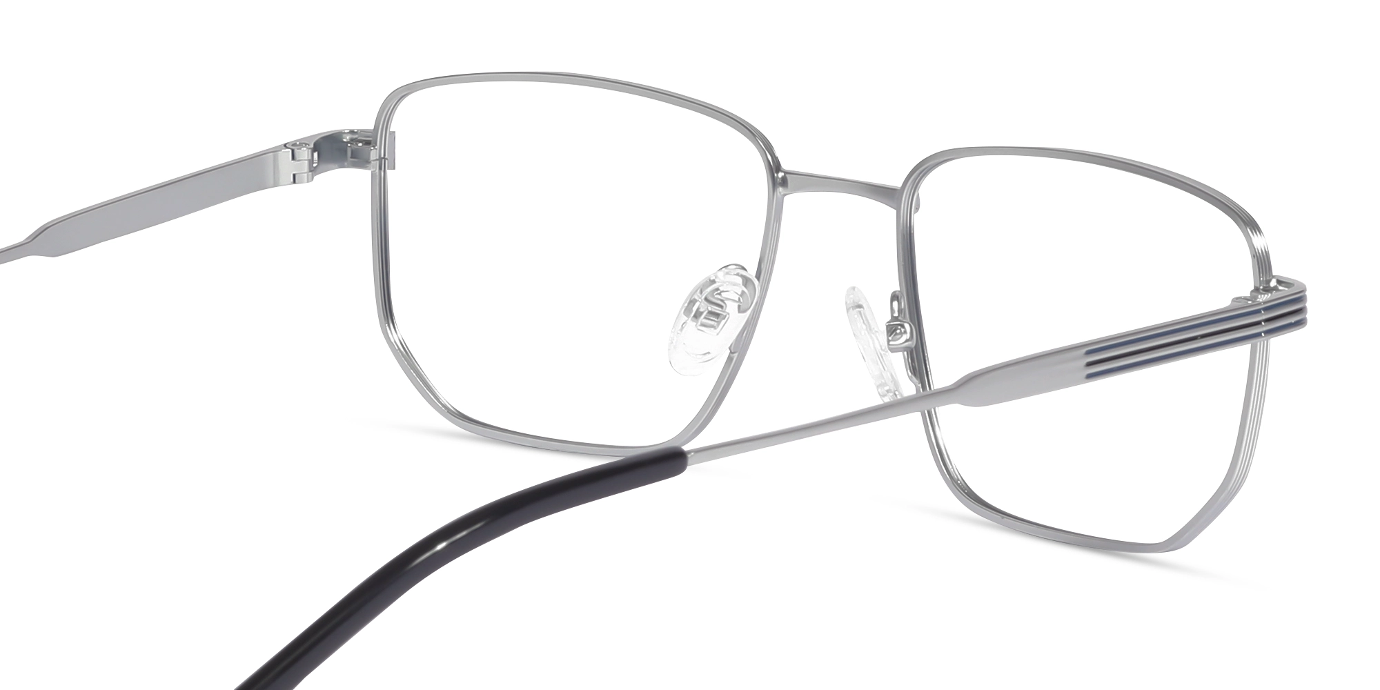 Matte Silver Rectangle Geometric Glasses