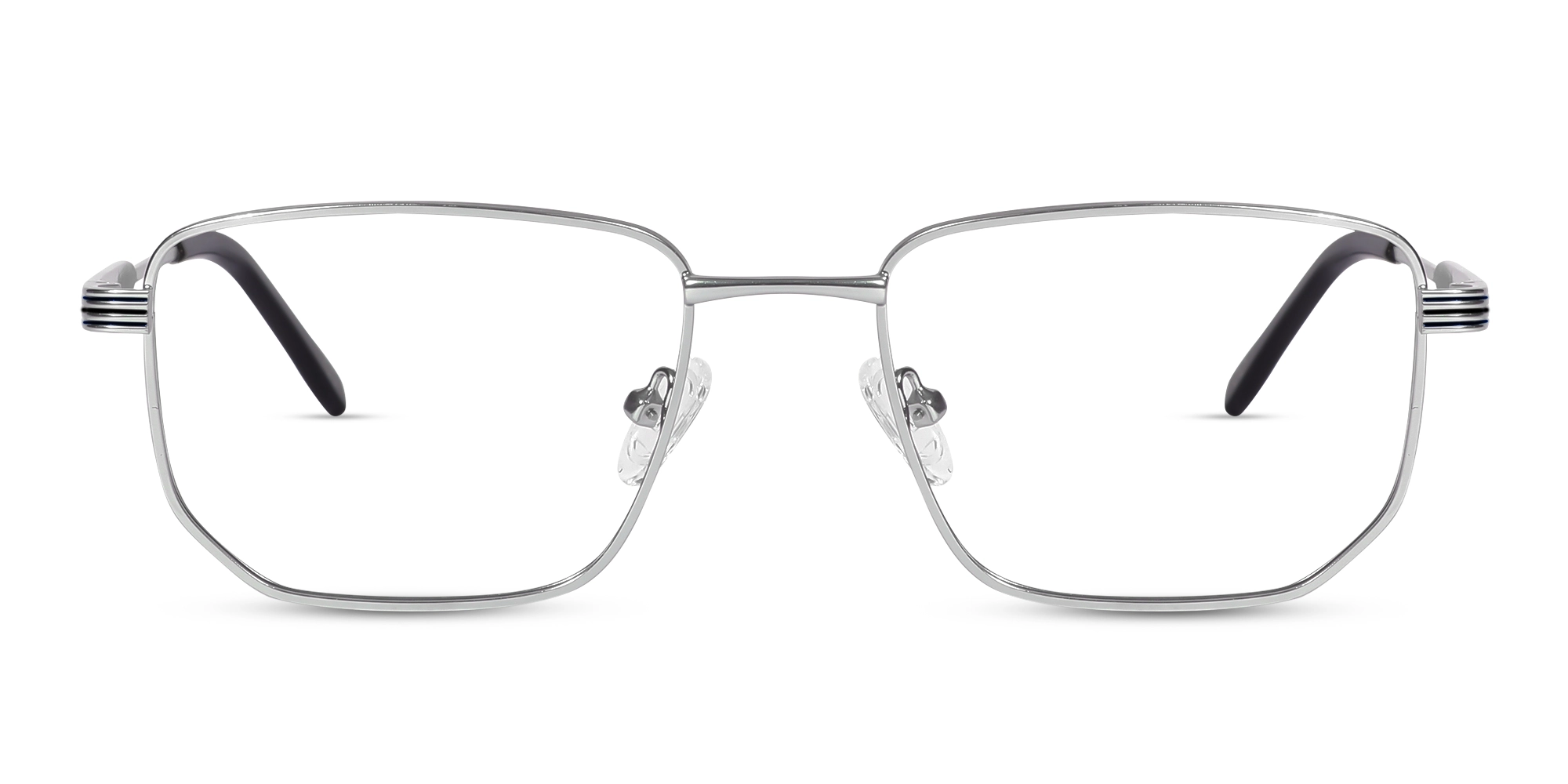 Matte Silver Rectangle Geometric Glasses