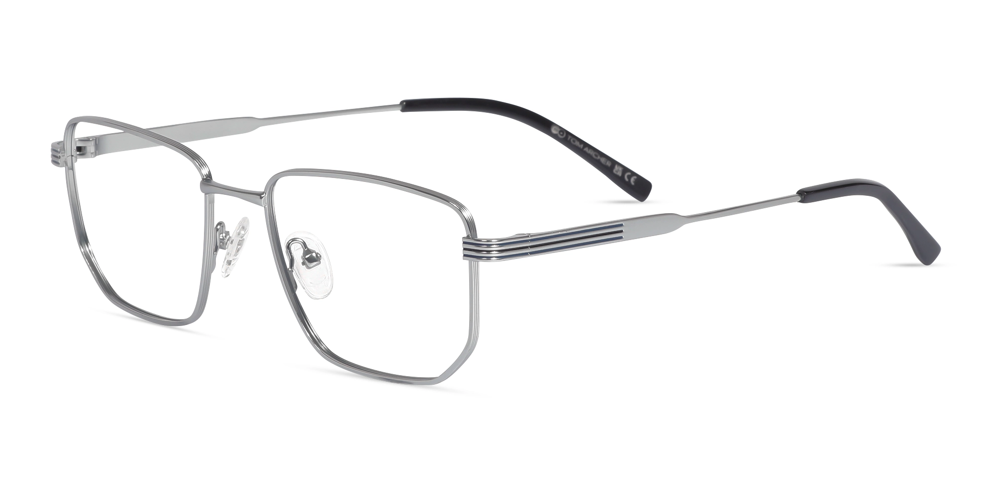 Matte Silver Rectangle Geometric Glasses