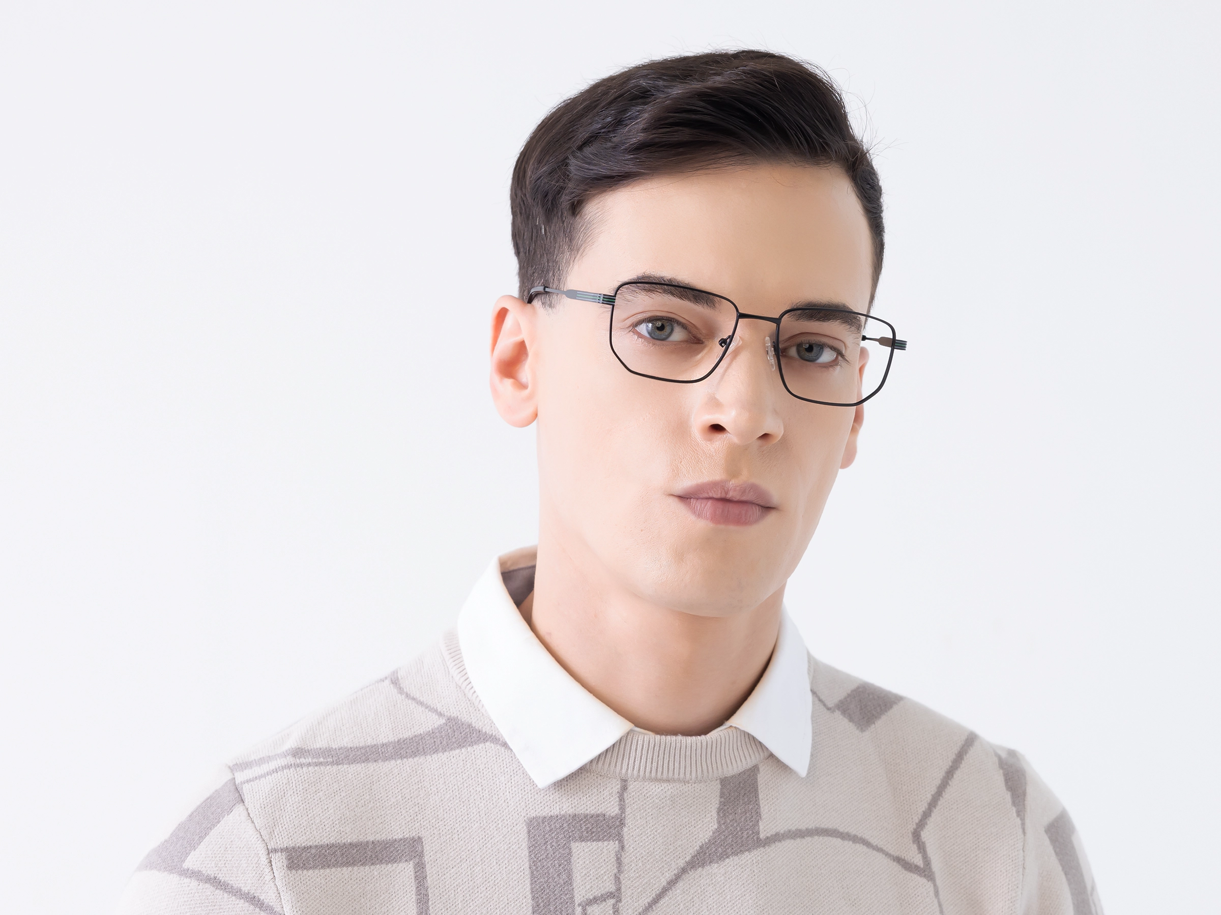 Matte Black Rectangle Geometric Glasses1