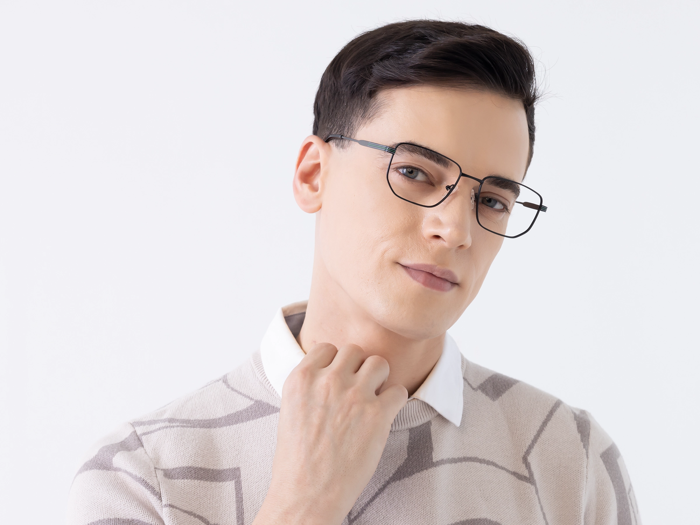 Matte Black Rectangle Geometric Glasses