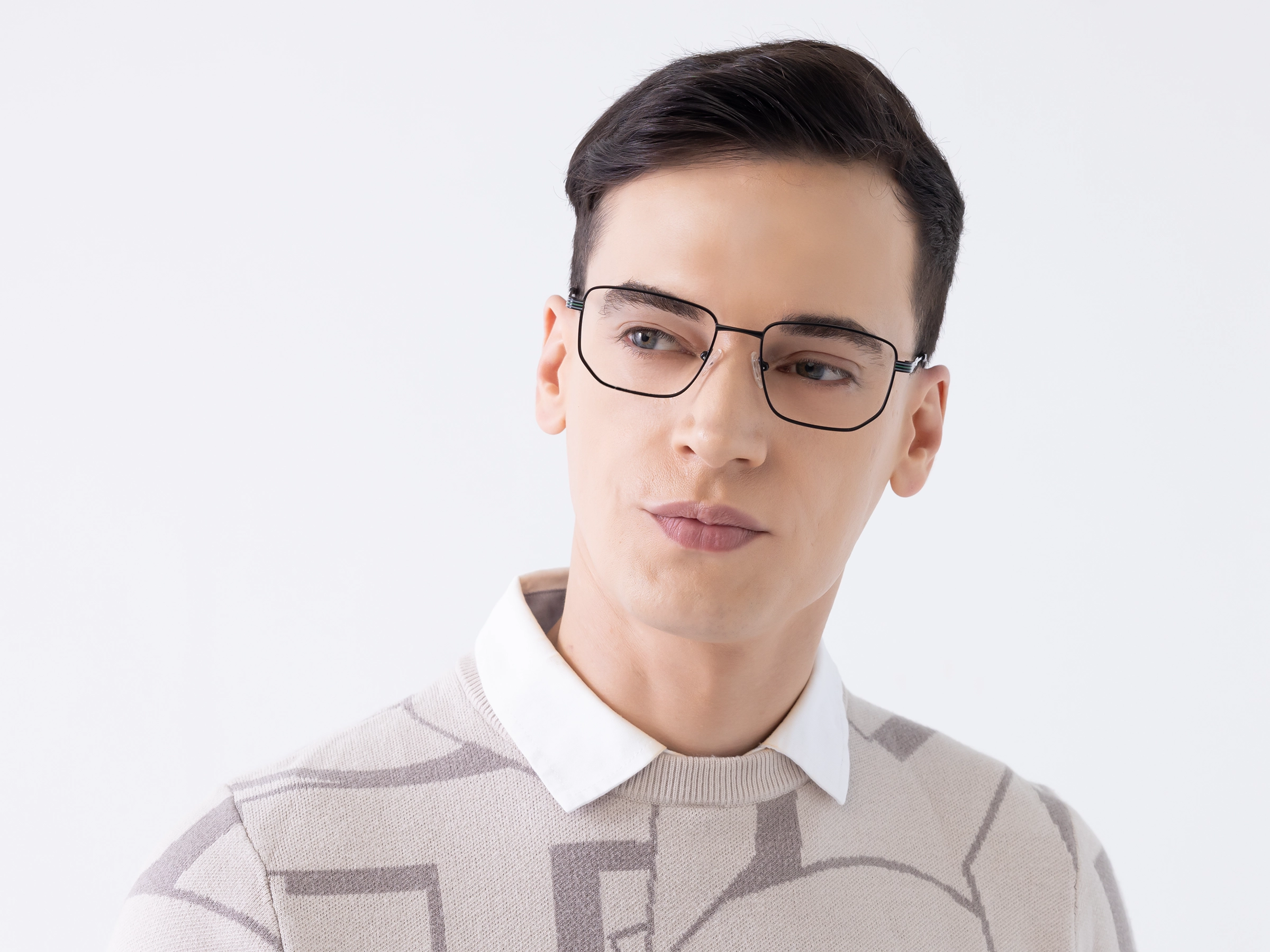 Matte Black Rectangle Geometric Glasses