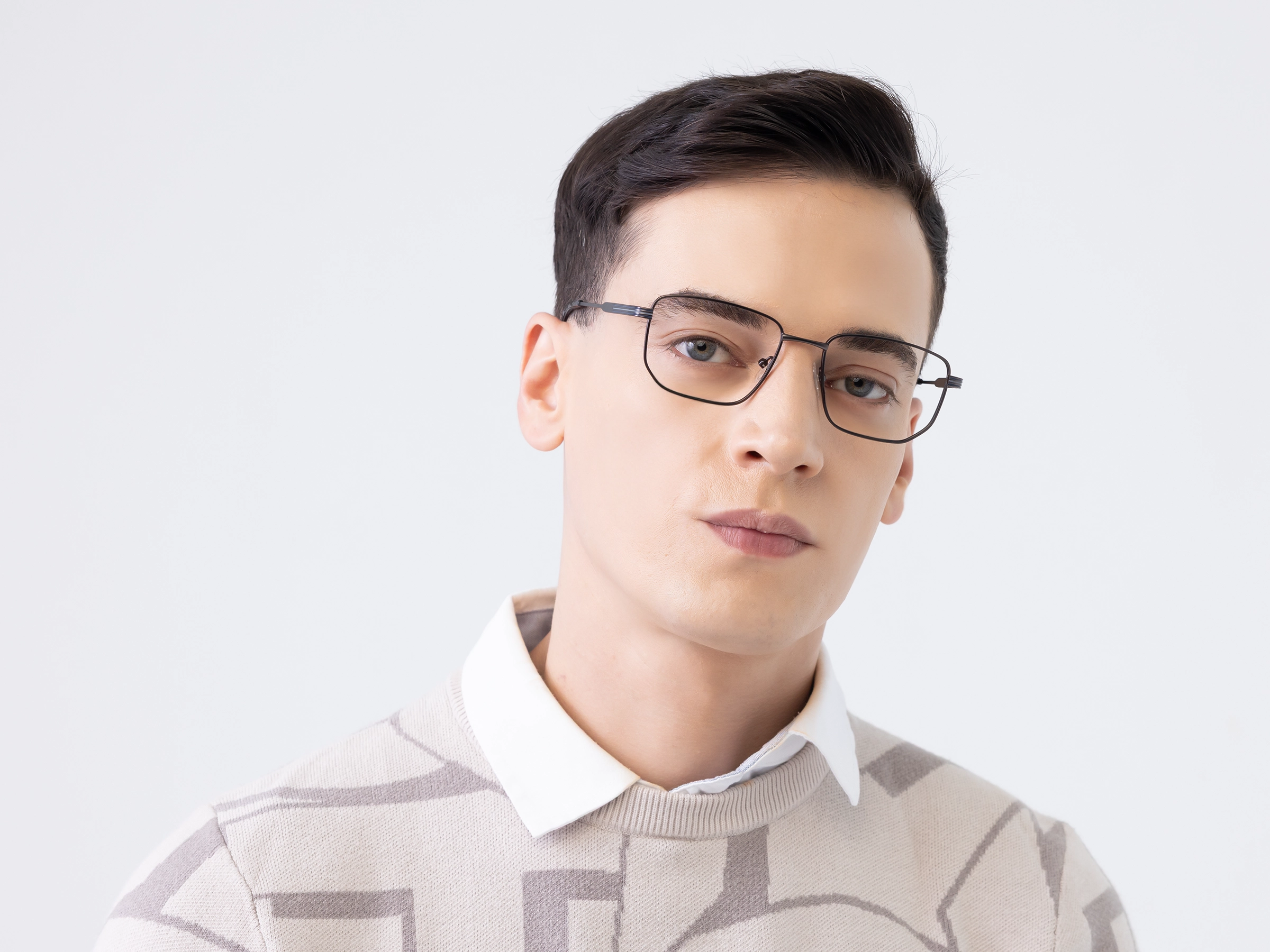 Matte Gunmetal Geometric Glasses
