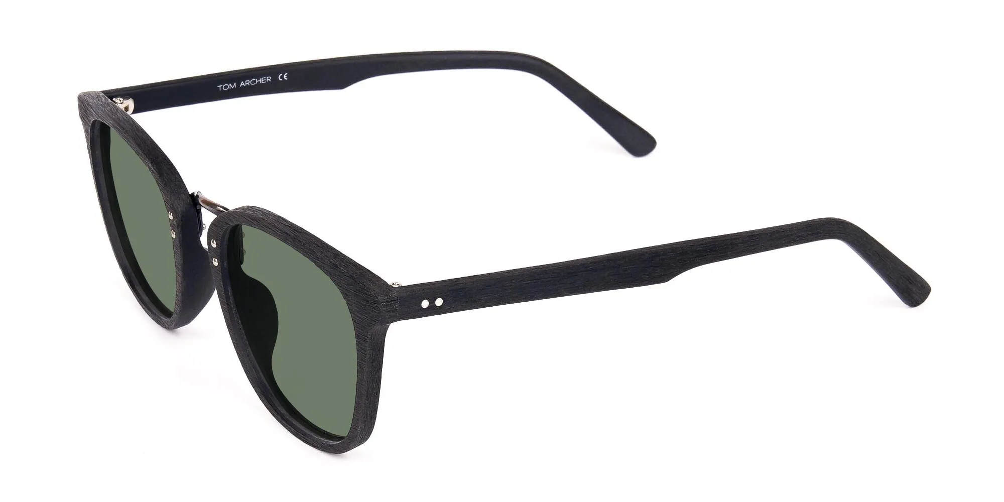 Green-Tint-Square-Shape-Black-Wooden-Sunglasses-2