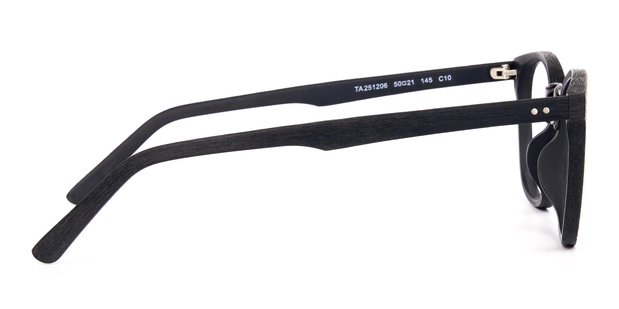 Texture Black Square Wood Rim Glasses-2