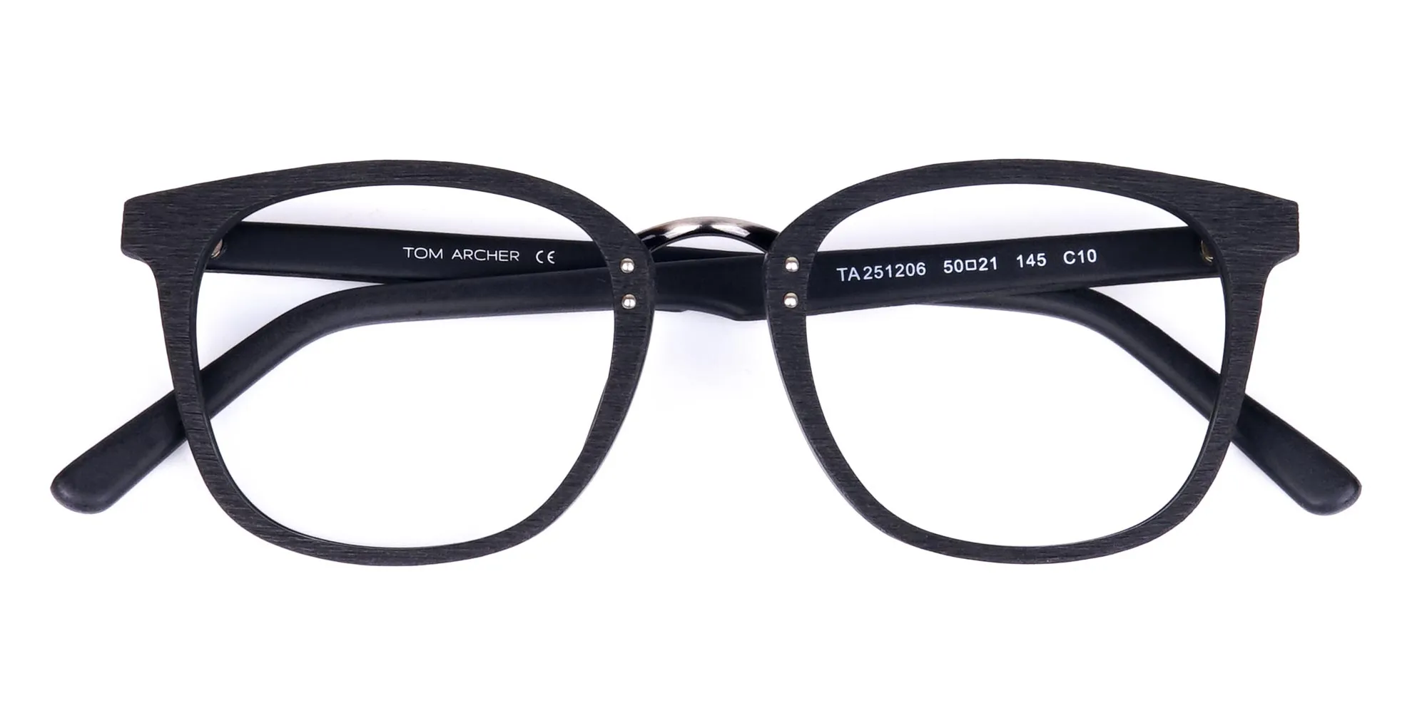 Texture Black Square Wood Rim Glasses-2