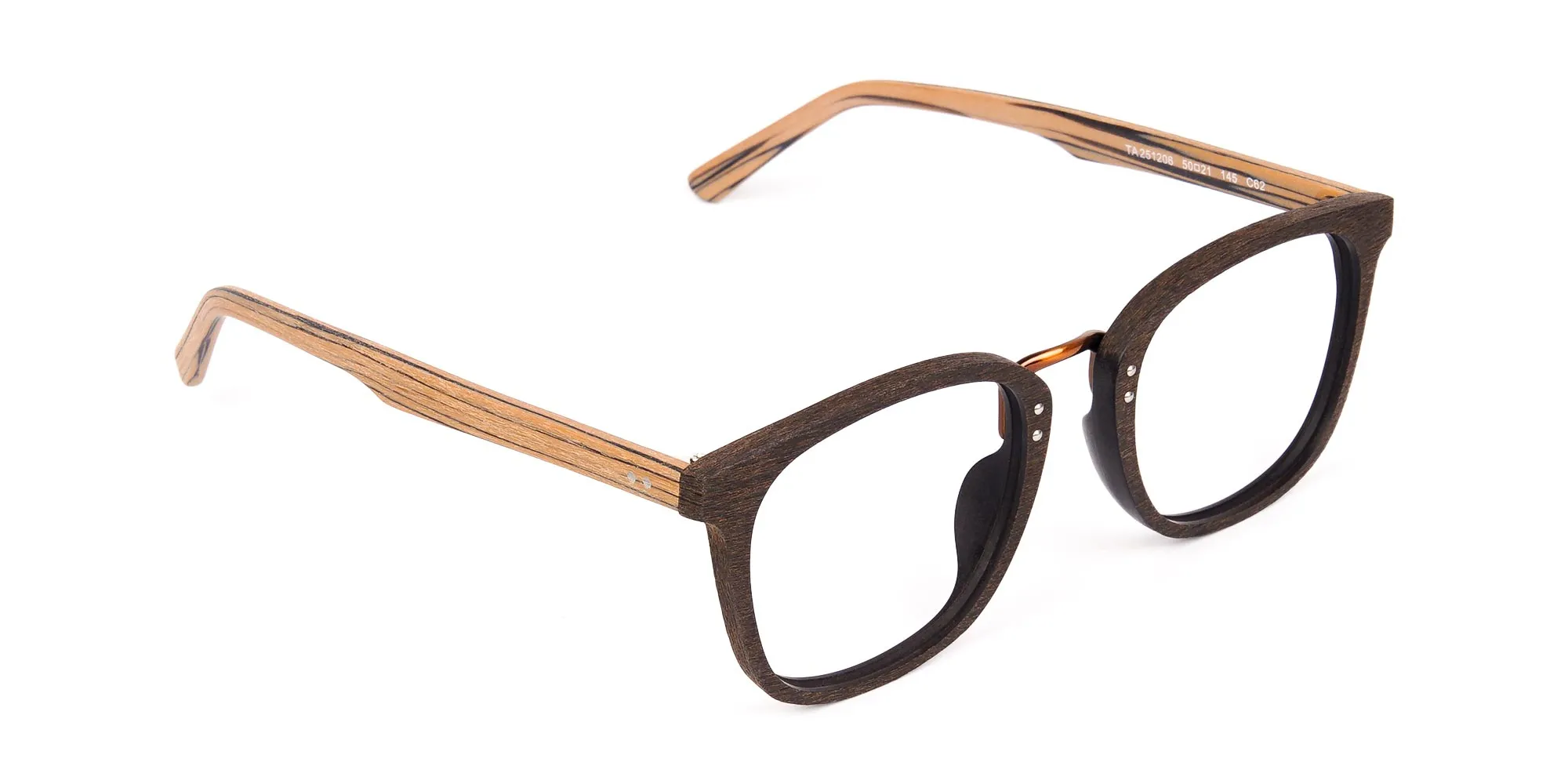 Wooden Texture Mocha Brown Rim Glasses-2