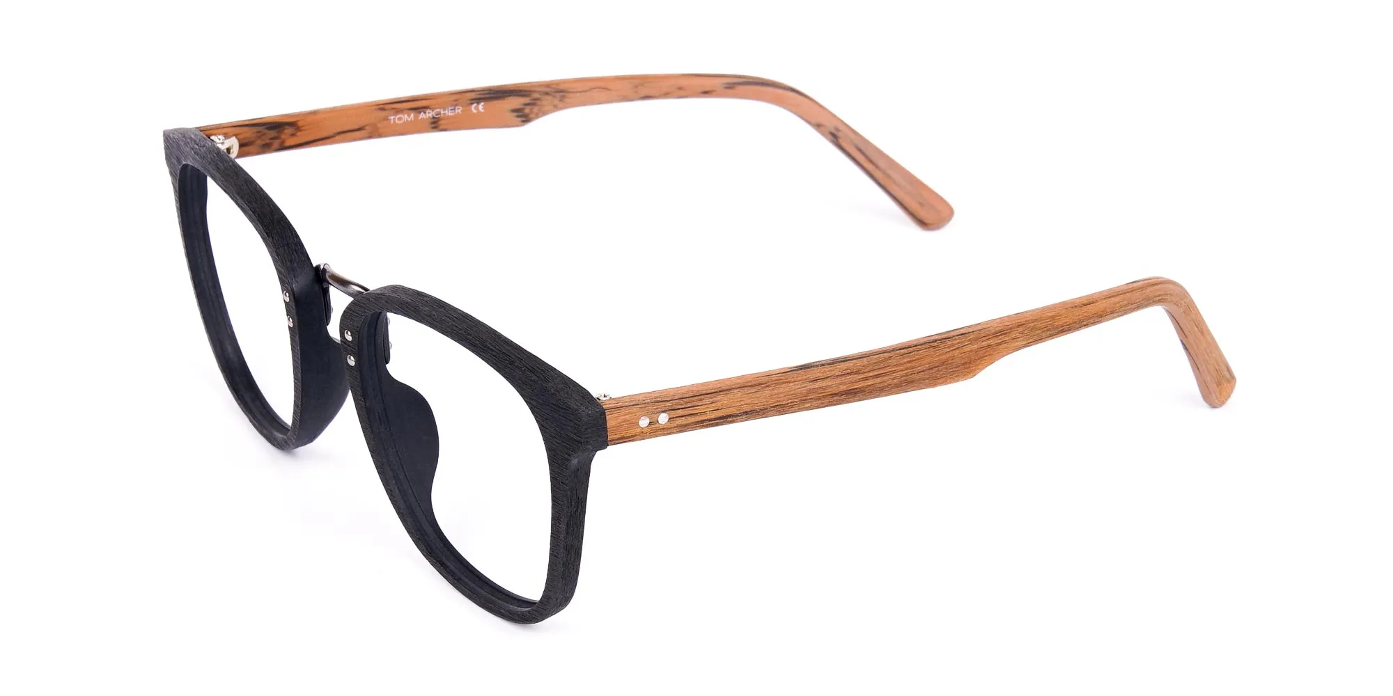Wooden Texture Black Full Rim Glasses -2