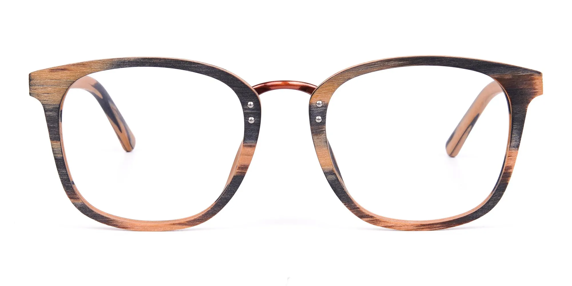 Wooden Texture Brown and Grey Rim Glasses-2