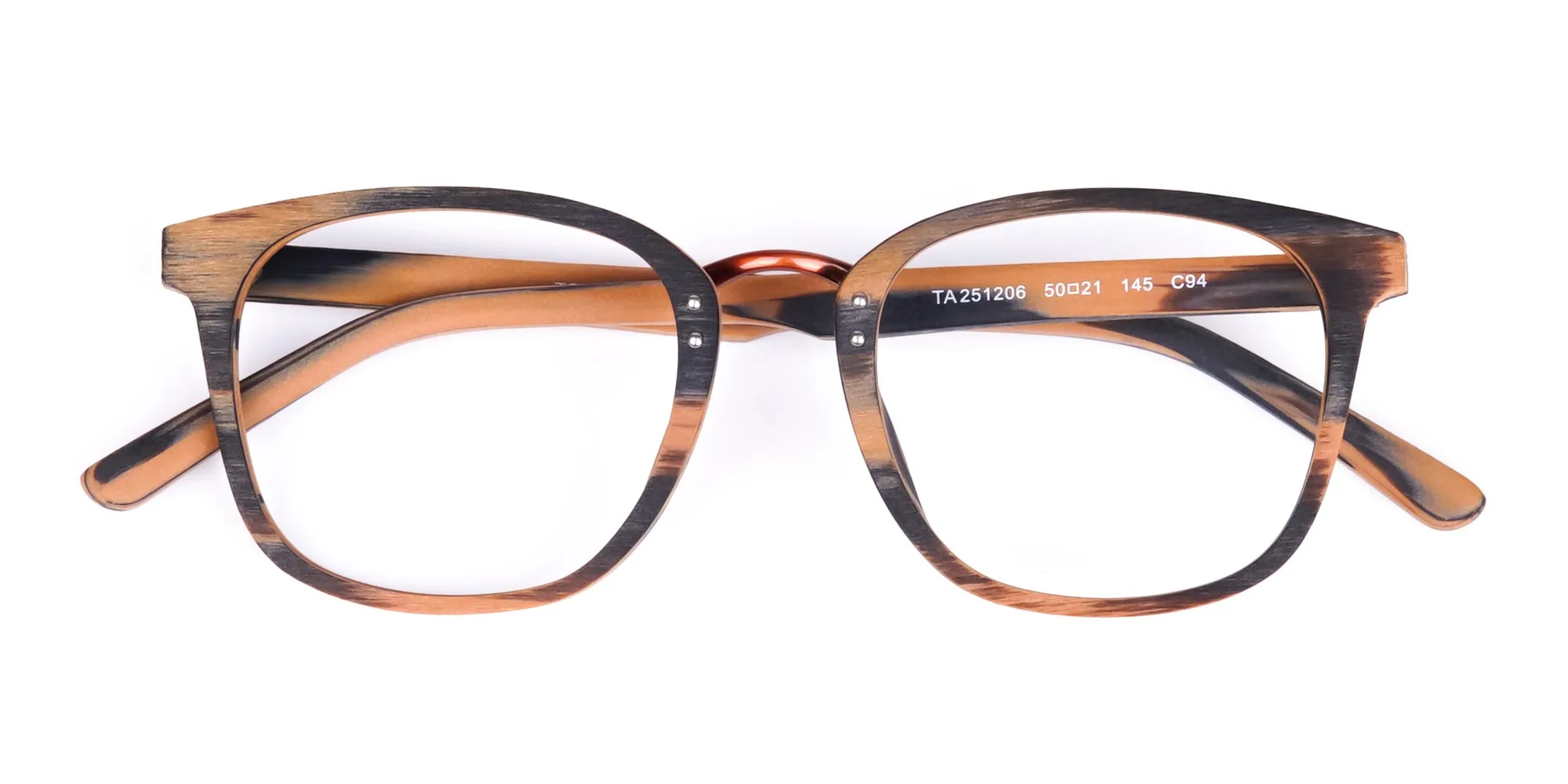 Wooden Texture Brown and Grey Rim Glasses-2