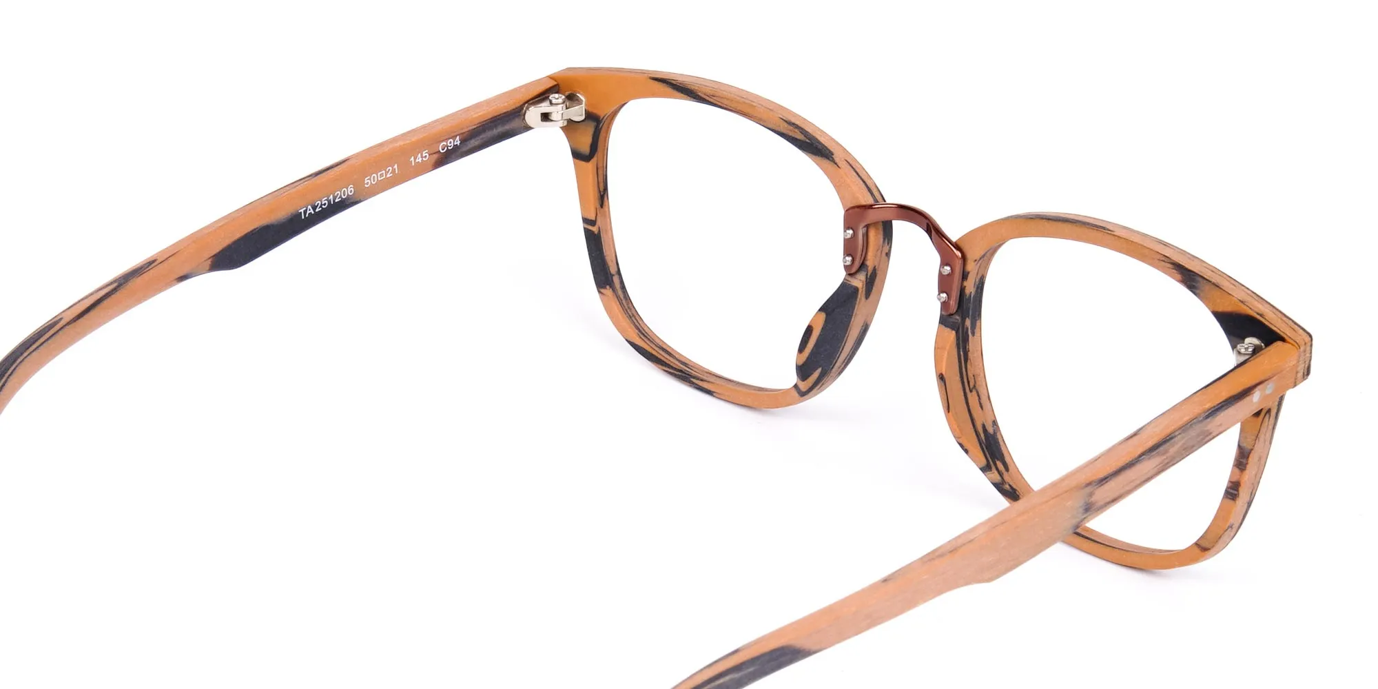 Wooden Texture Brown and Grey Rim Glasses-2