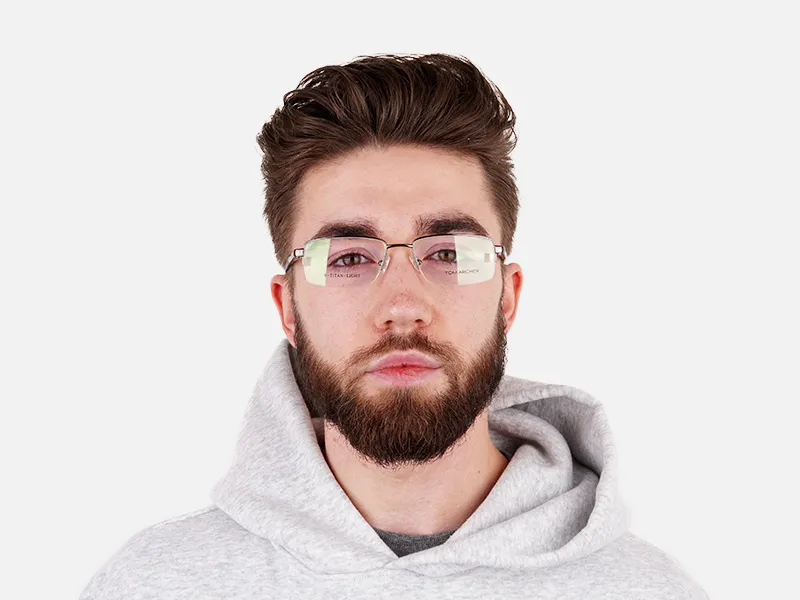 gunmetal and black half rim rectangular glasses frames -2