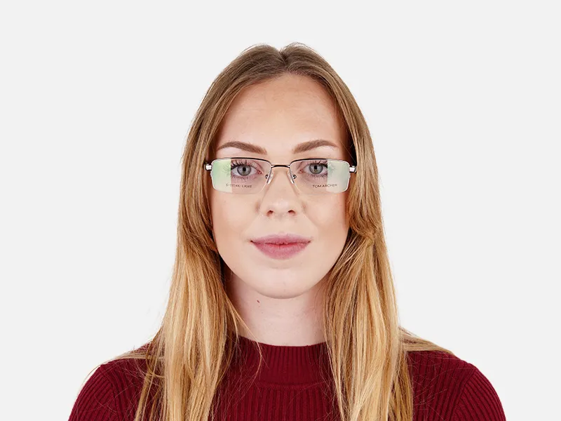 gunmetal and black half rim rectangular glasses frames -2