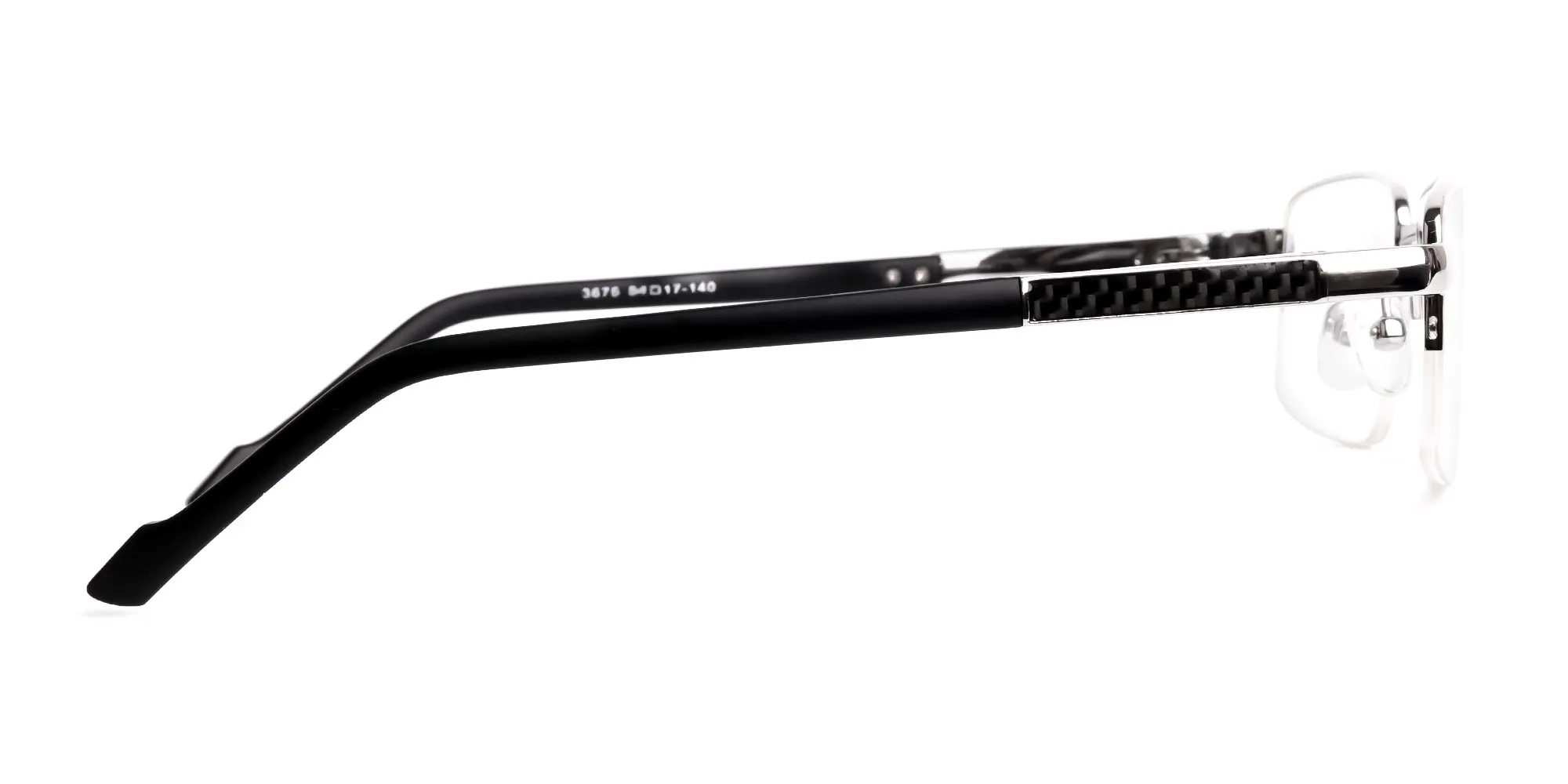silver and black half rim rectangular glasses frames -2