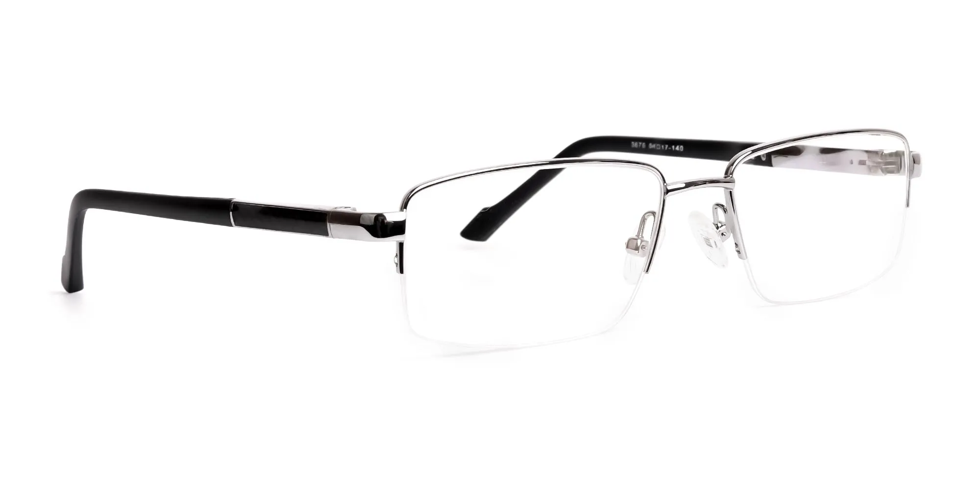 silver and black half rim rectangular glasses frames -2