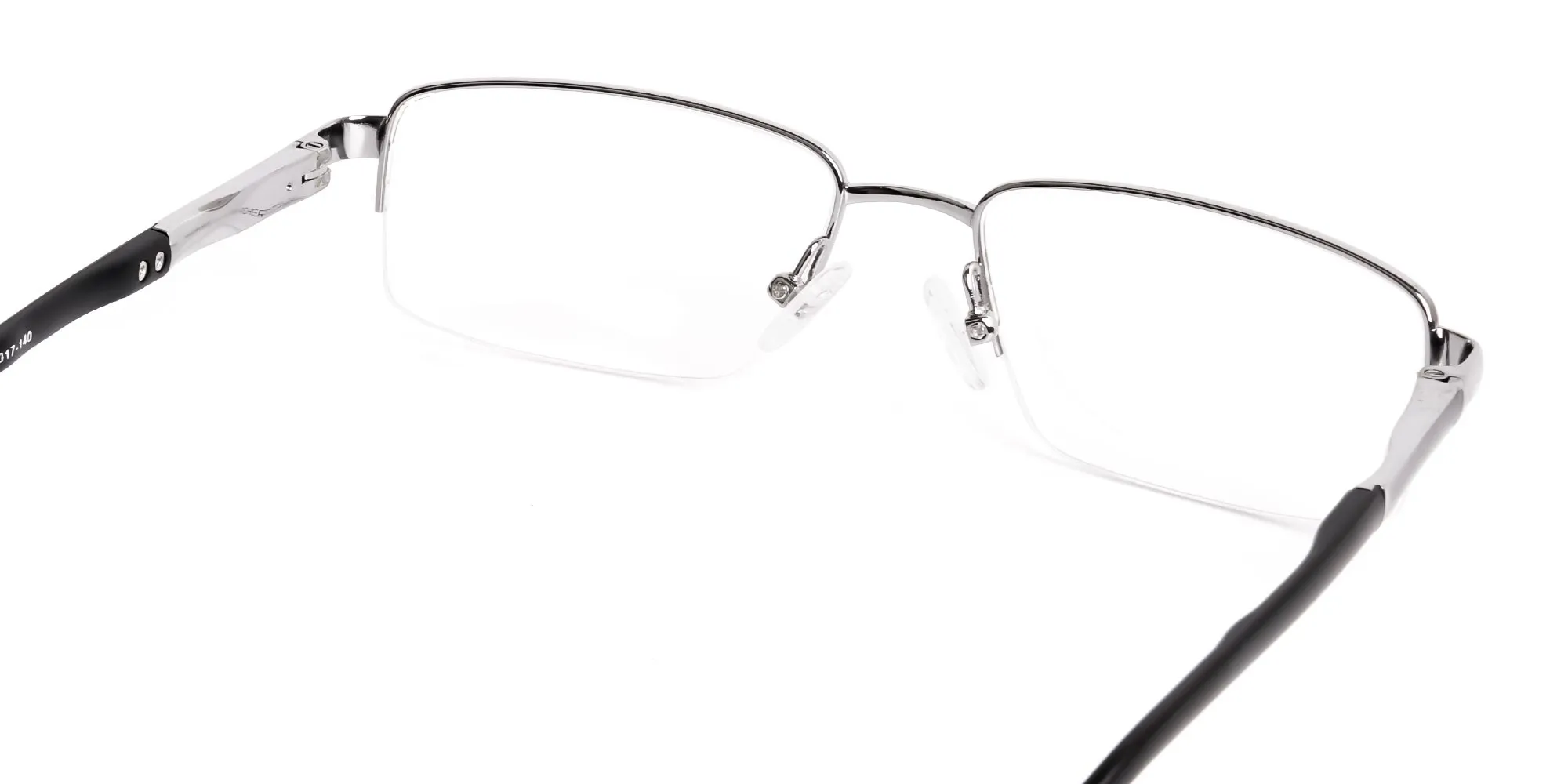 silver and black half rim rectangular glasses frames -2