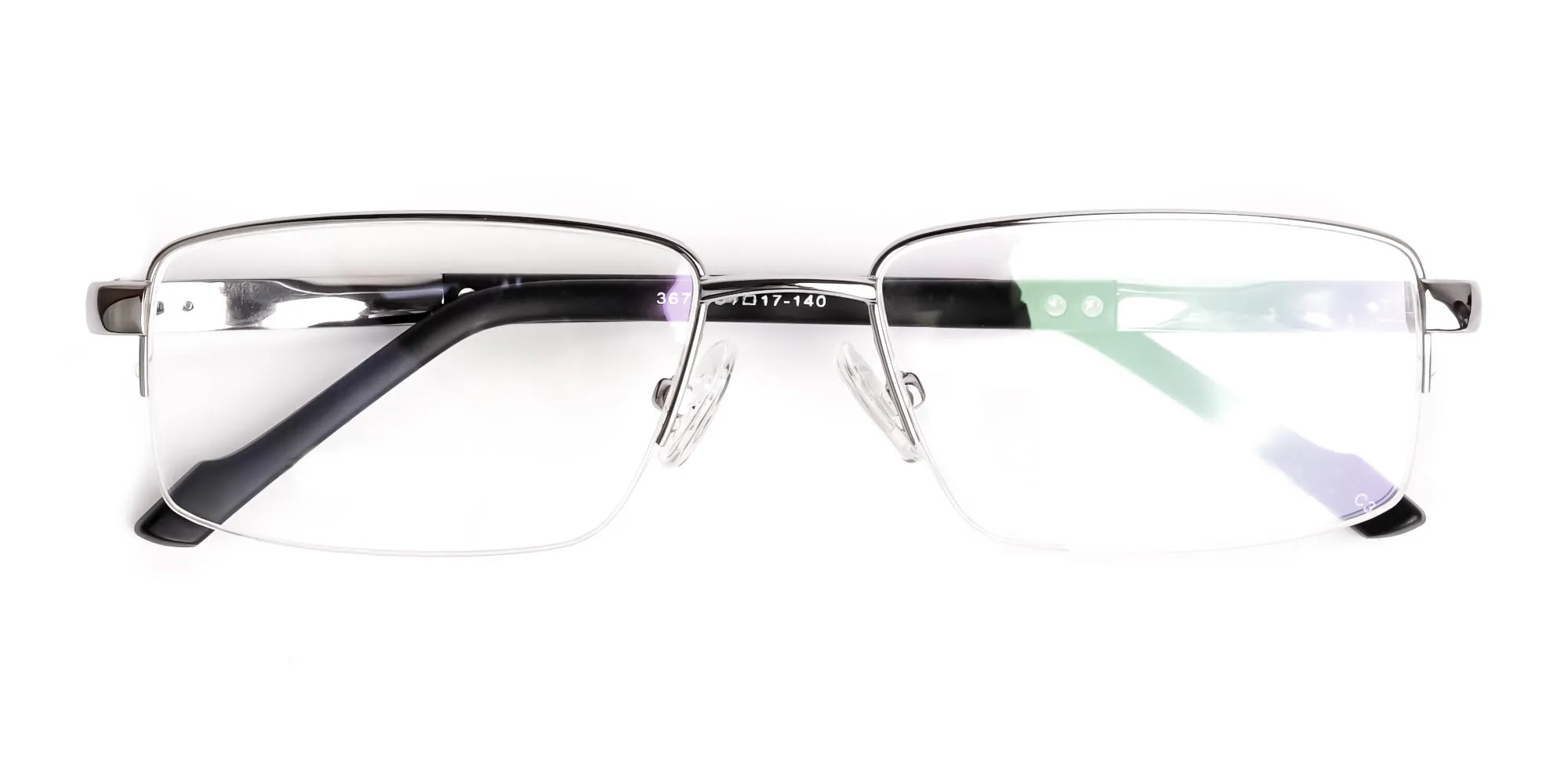 silver and black half rim rectangular glasses frames -2