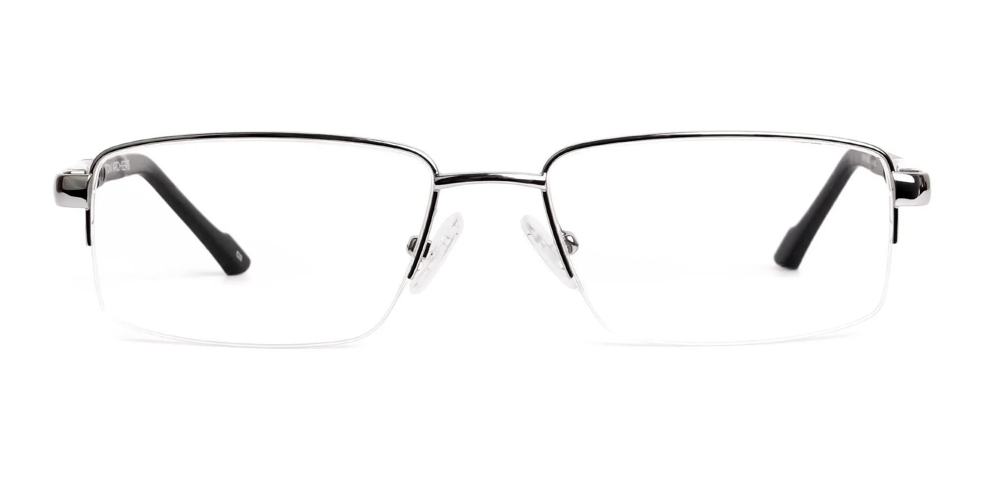 silver and black half rim rectangular glasses frames -2
