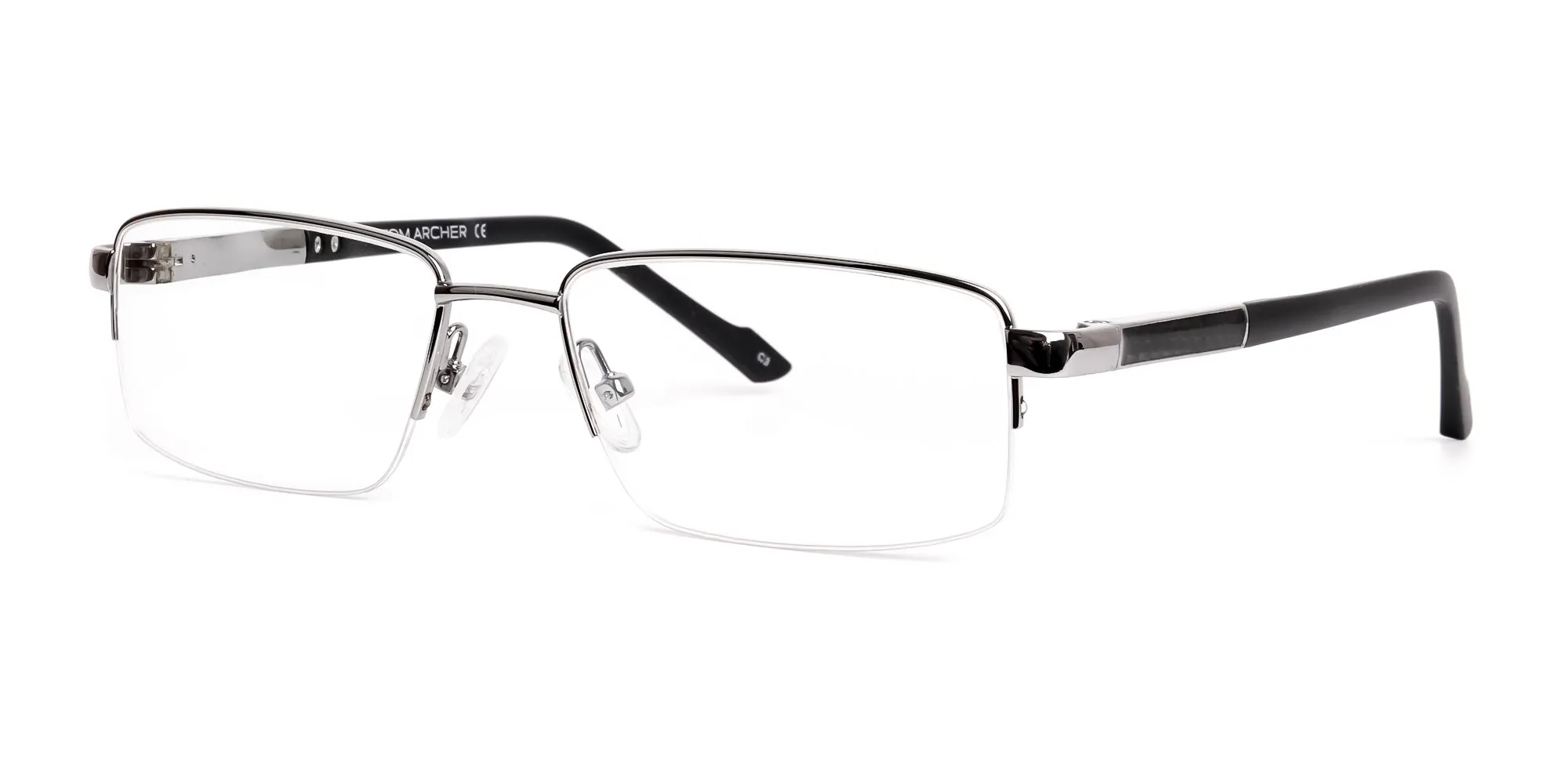 silver and black half rim rectangular glasses frames -2