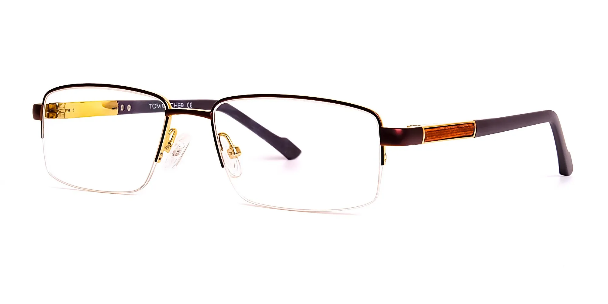 brown rectangular half rim rectangular glasses frames -2