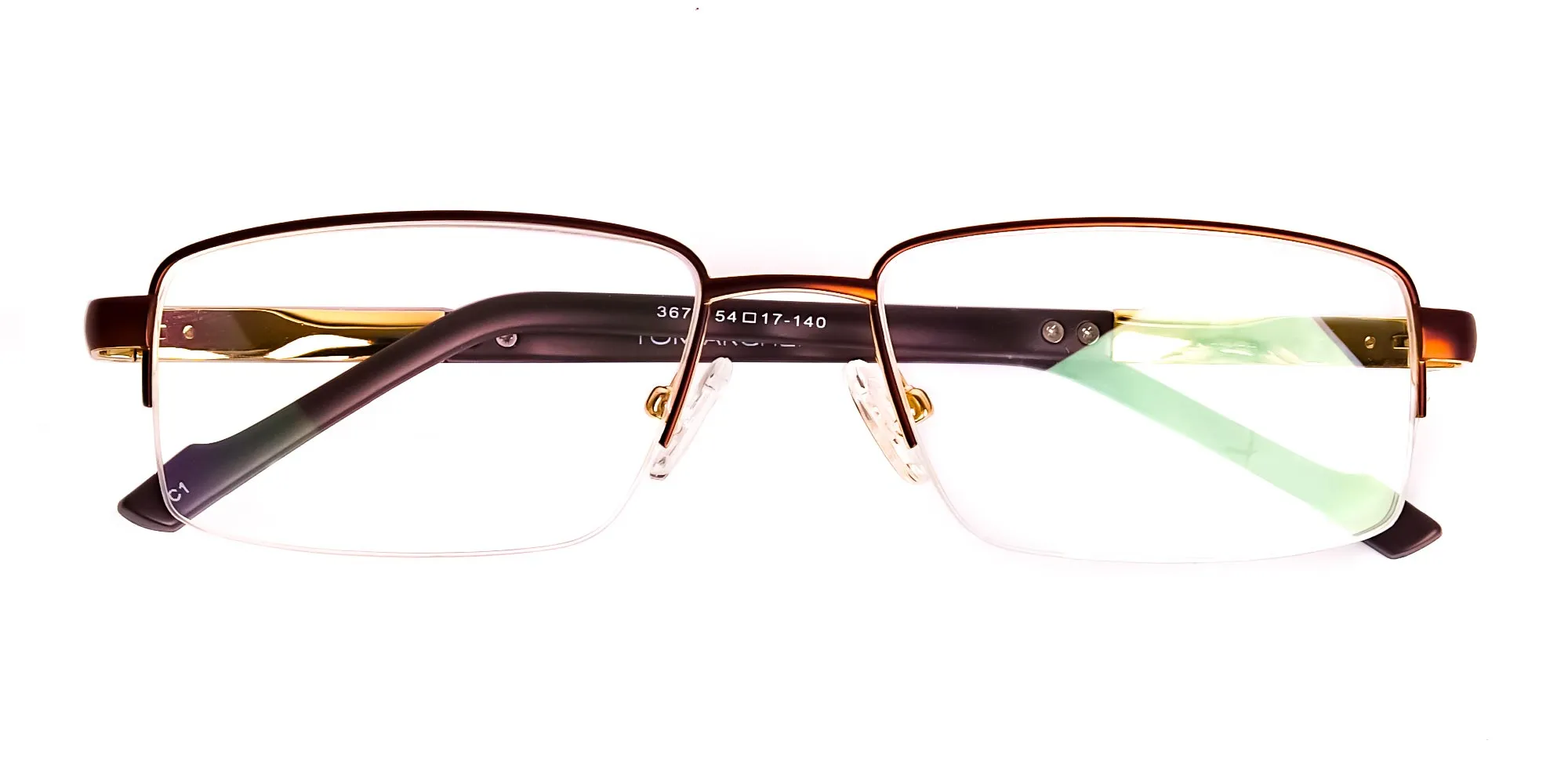 brown rectangular half rim rectangular glasses frames -2