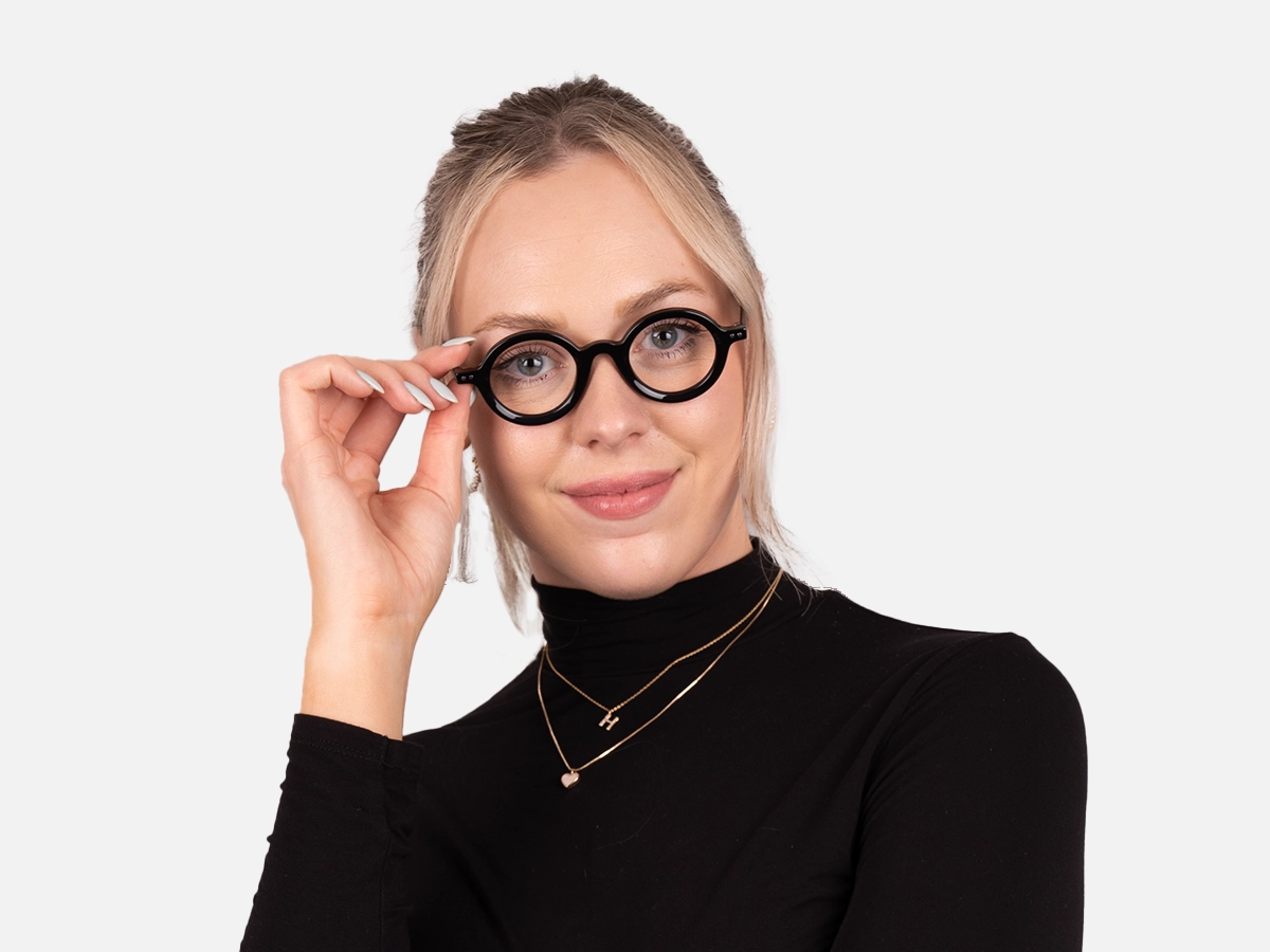 Small Round Black Glasses-52