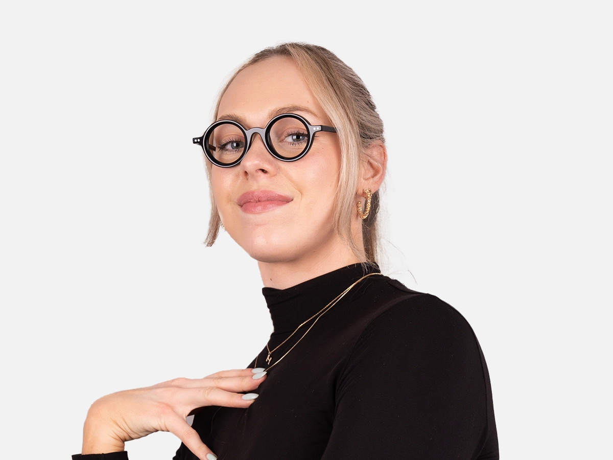 Small Round Black Glasses-55