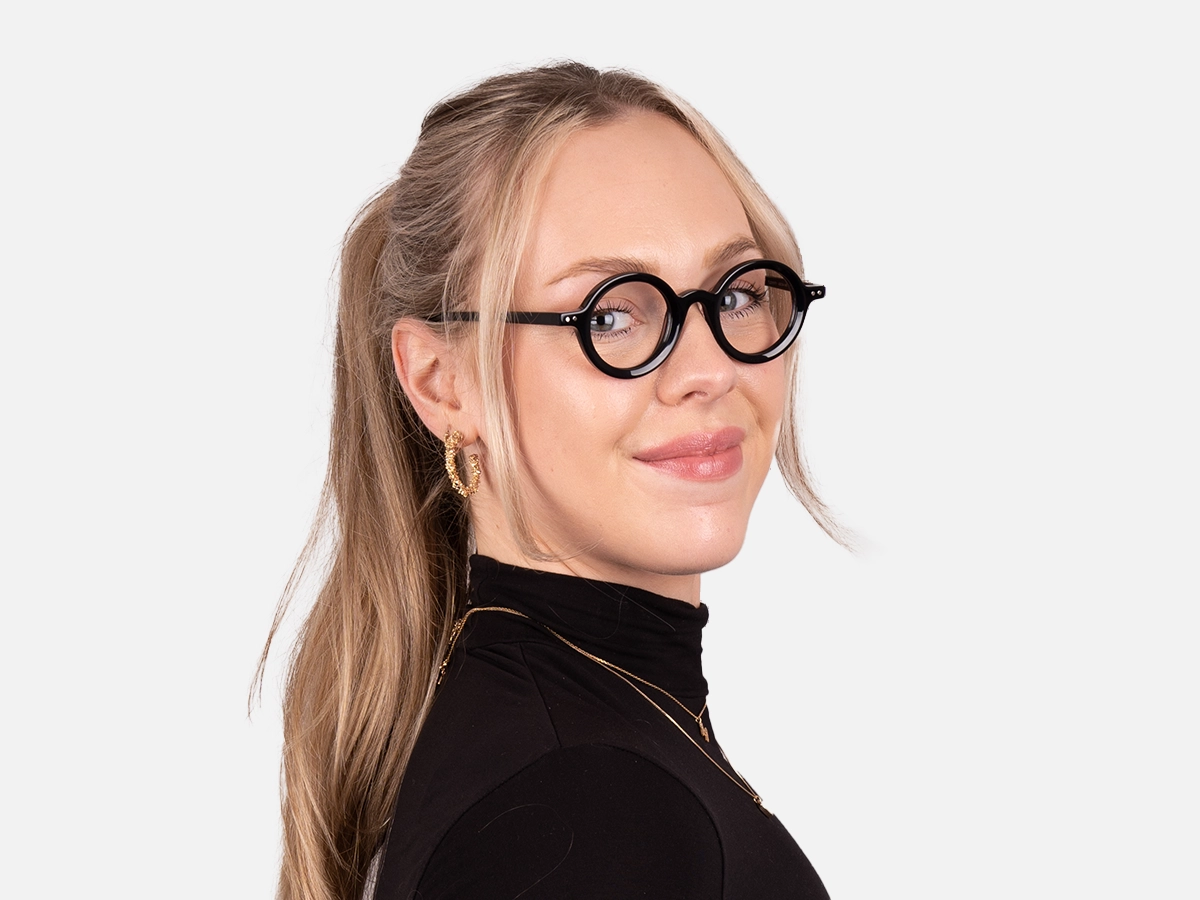 Small Round Black Glasses-53