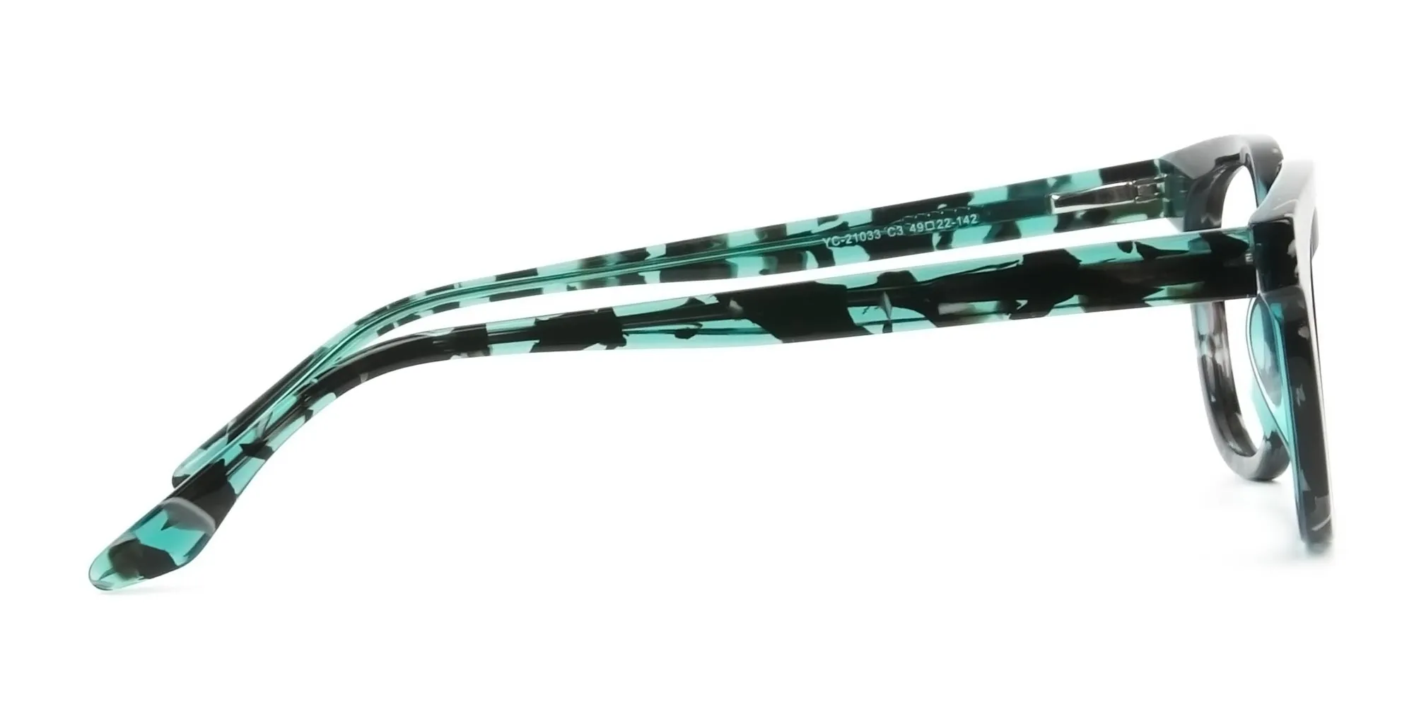 Hipster Tortoise Turquoise Green Square Frame Glasses - 2