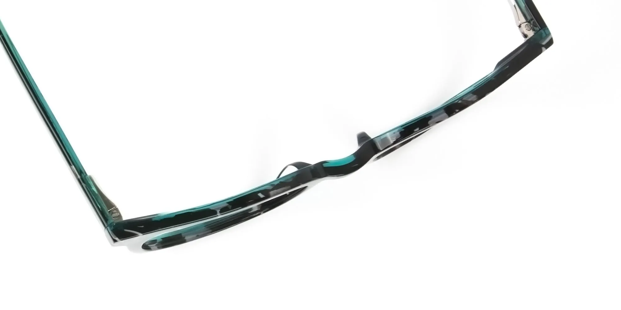 Hipster Tortoise Turquoise Green Square Frame Glasses - 2