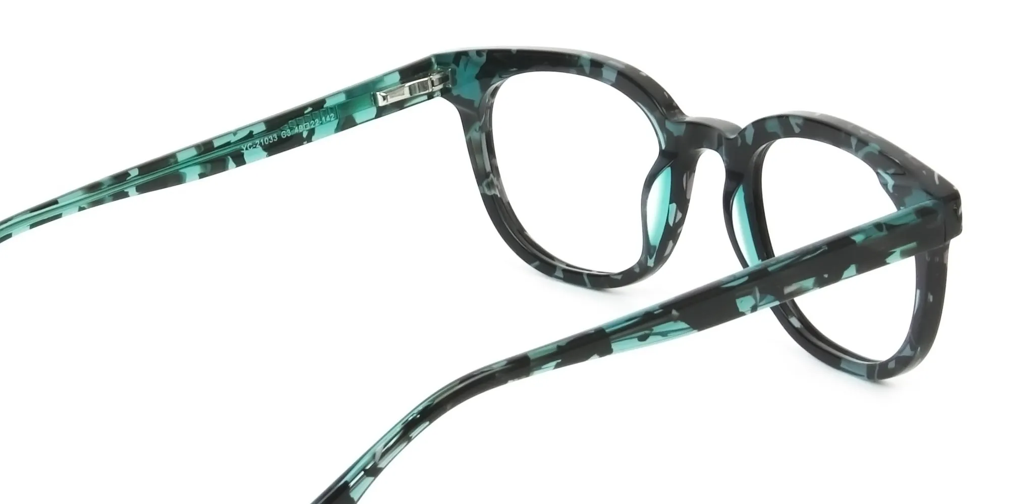 Hipster Tortoise Turquoise Green Square Frame Glasses - 2