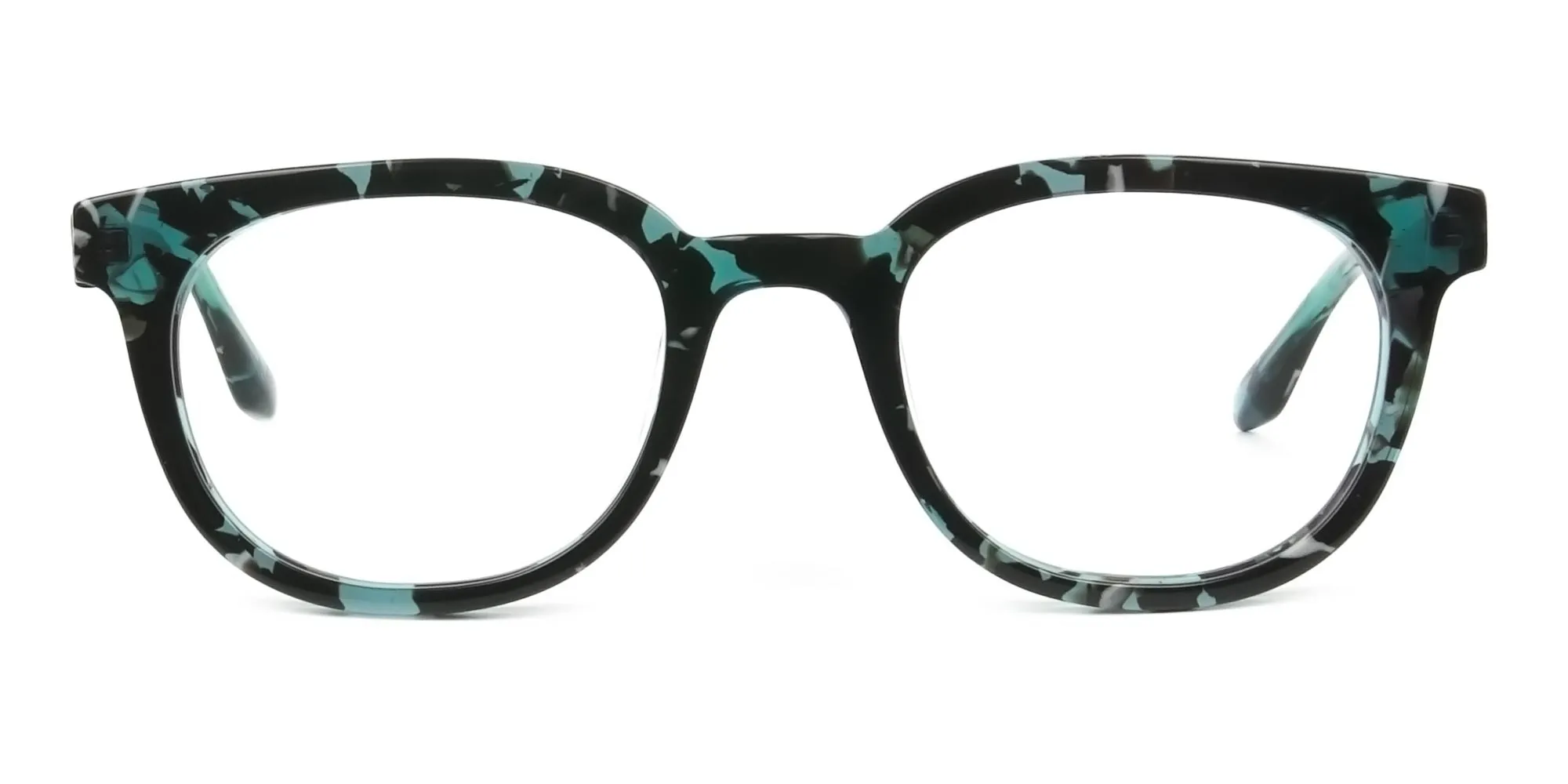 Hipster Tortoise Turquoise Green Square Frame Glasses - 2