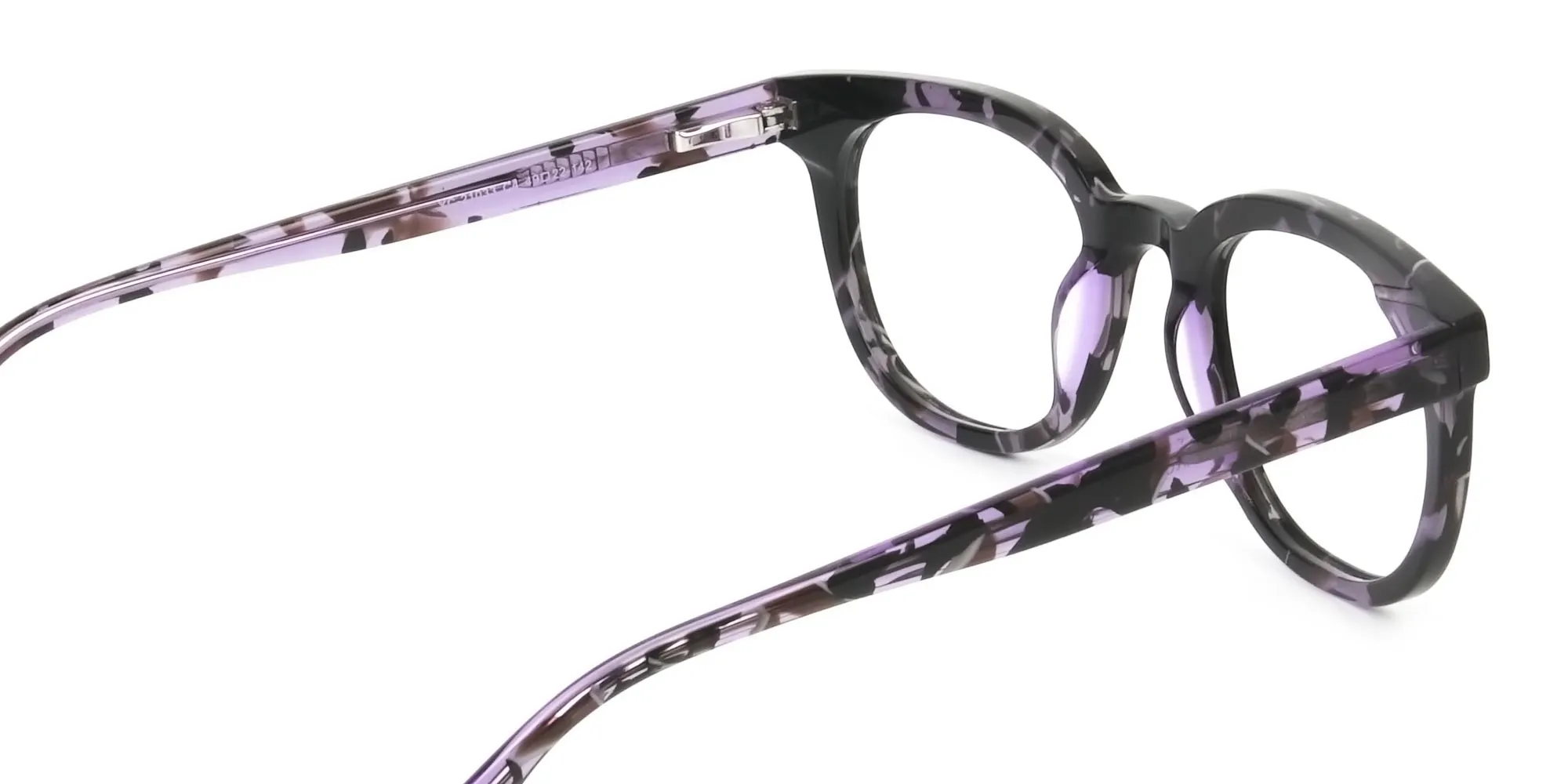 Hipster Thick Frame Tortoise Pastel Purple Glasses For Women - 2