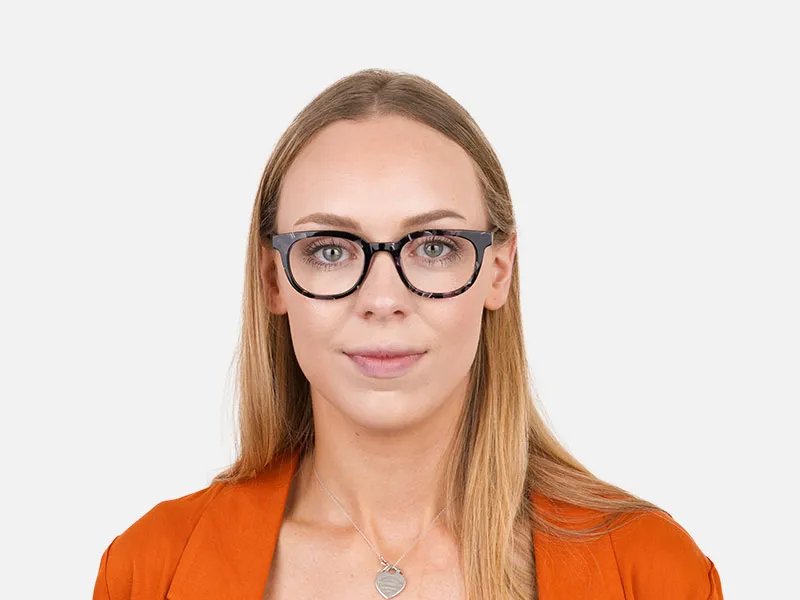 Hipster Thick Frame Tortoise Pastel Purple Glasses For Women - 2