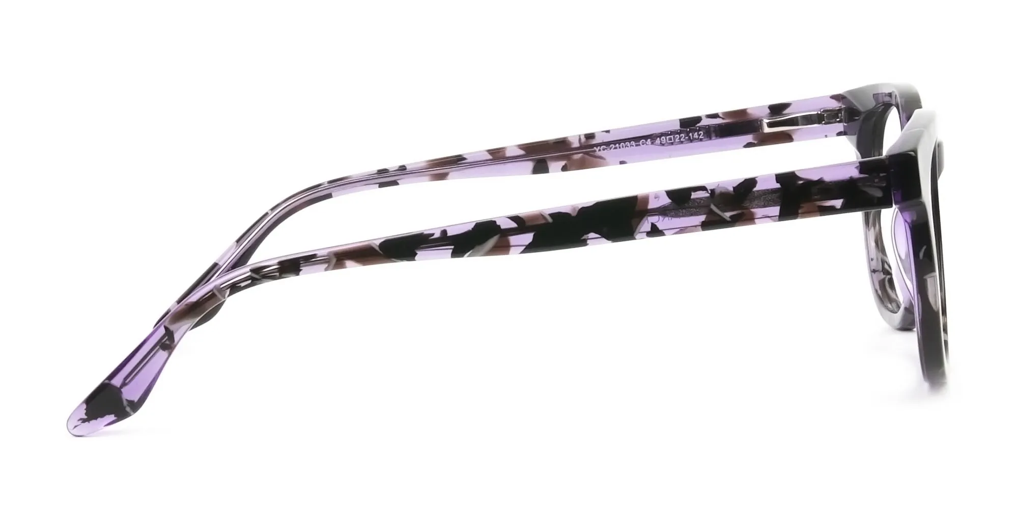 Hipster Thick Frame Tortoise Pastel Purple Glasses For Women - 2