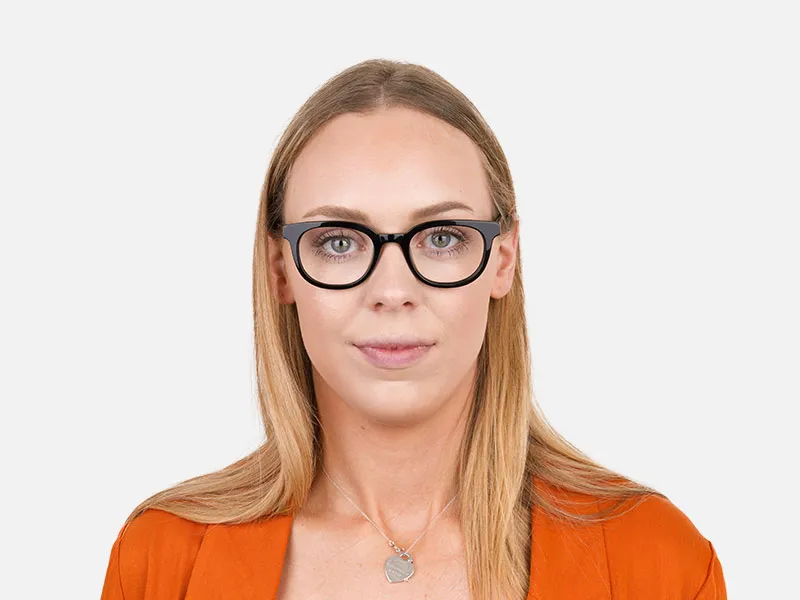 Black Vintage Horn Glasses in Square - 2